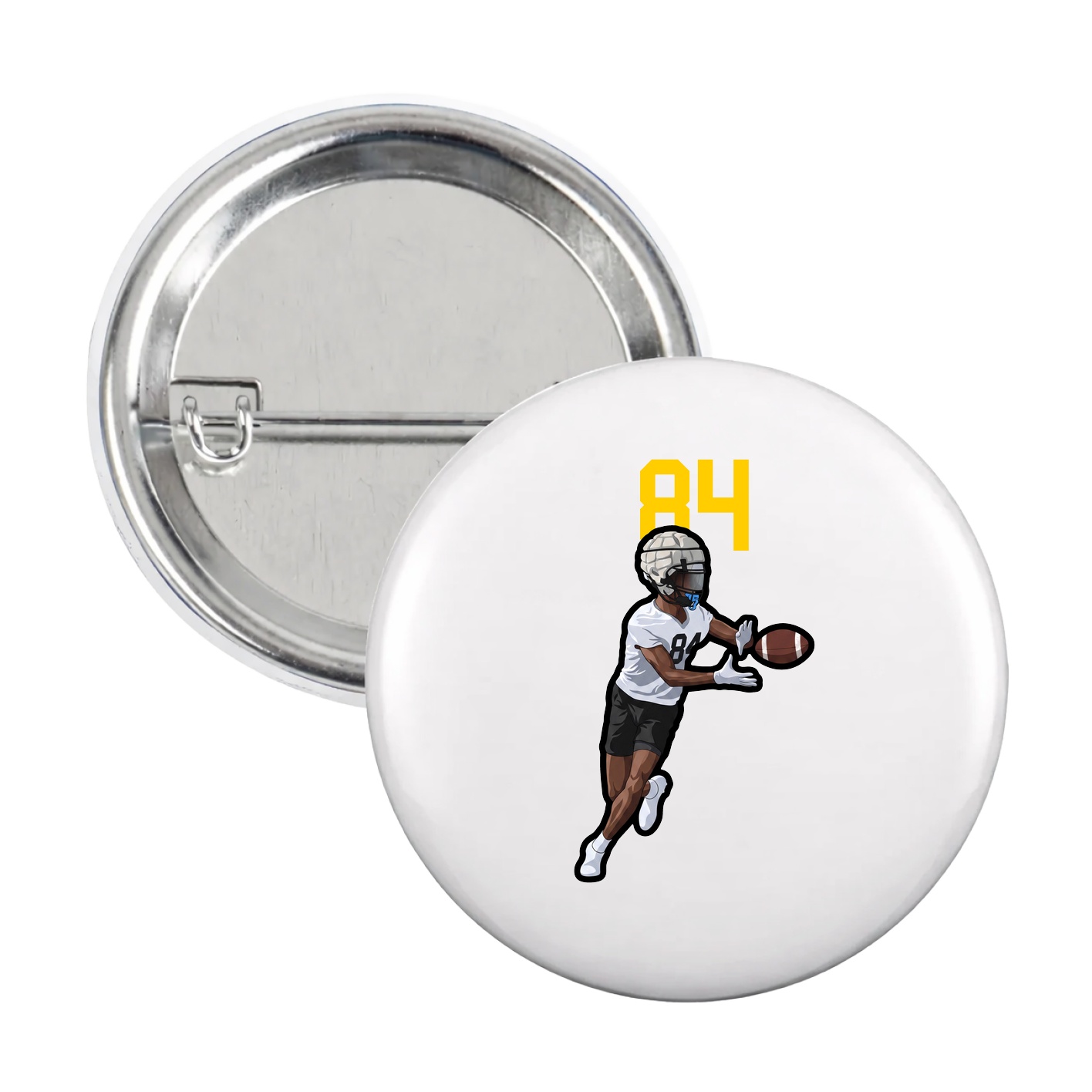 Game Day Button — Number Top in White