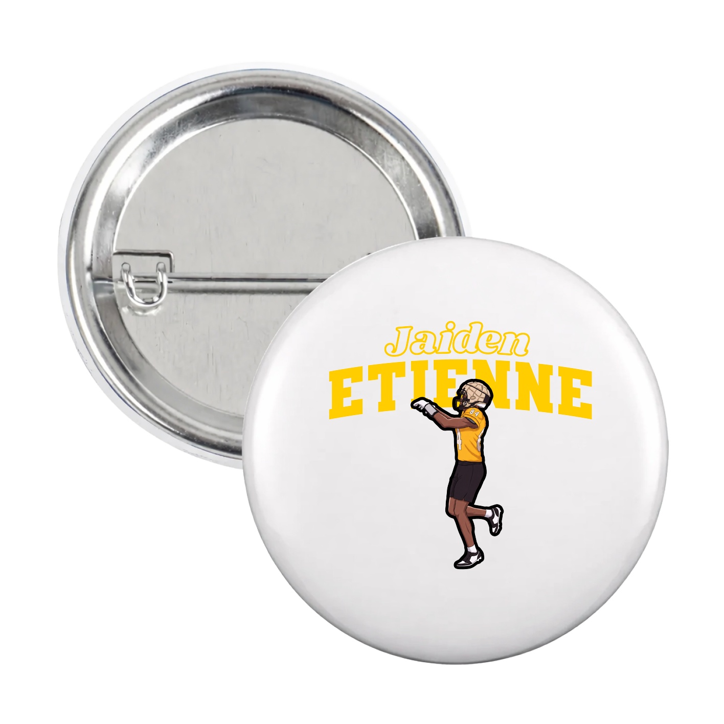 Game Day Button — Name Arch in White