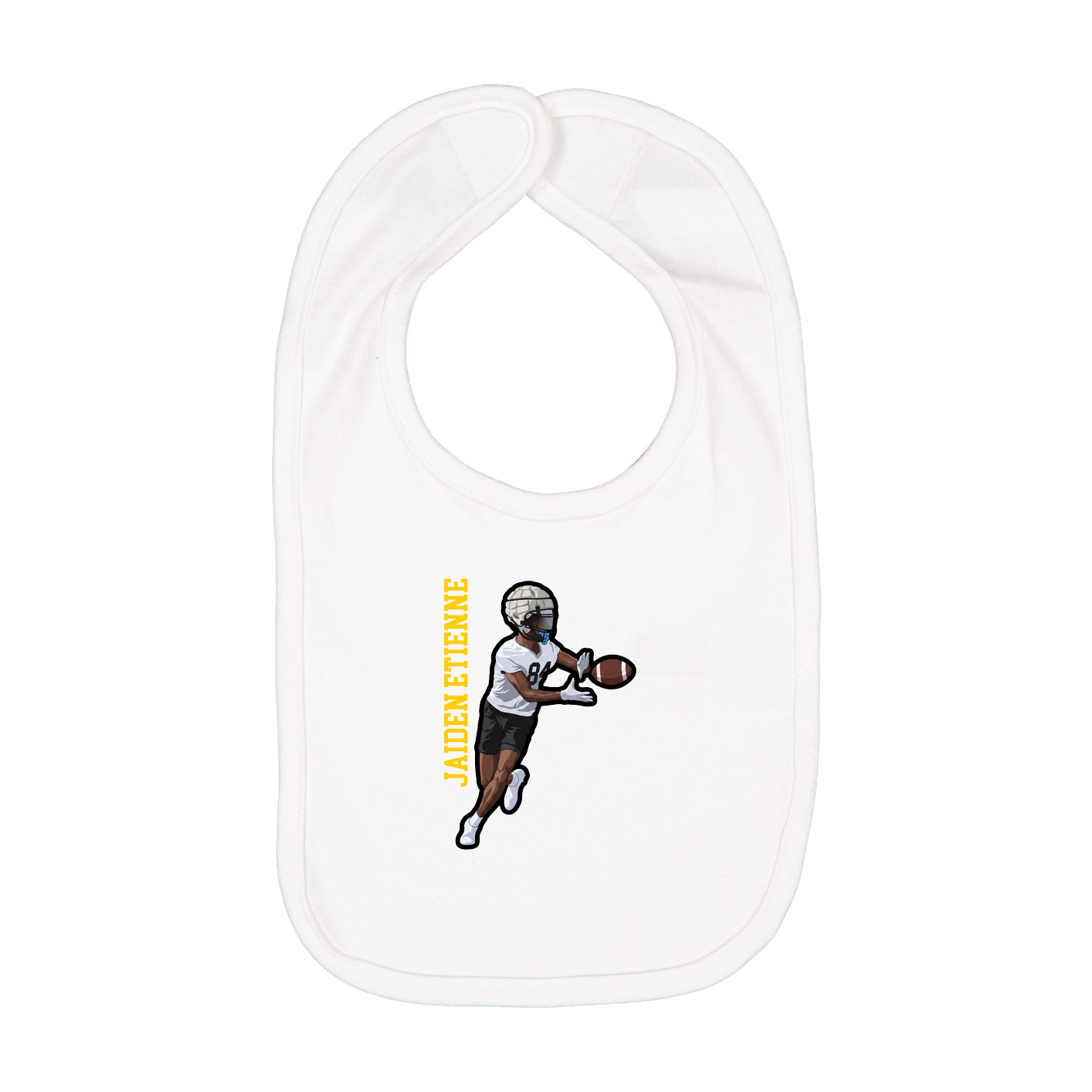 Infant Bib — Name Vertical in White