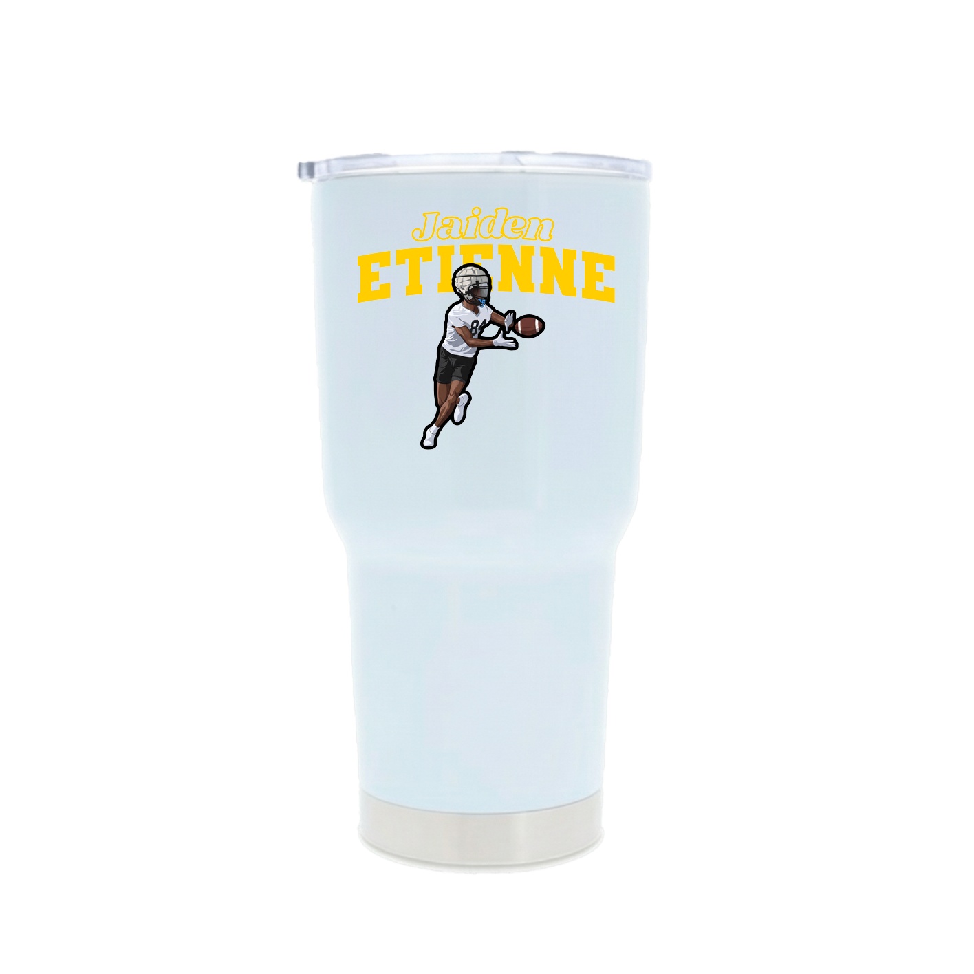30oz Stainless Steel Tumbler — Name Arch in White