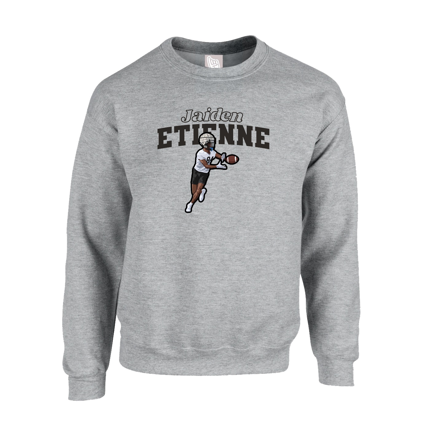 Fleece Crew — Name Arch in Grey