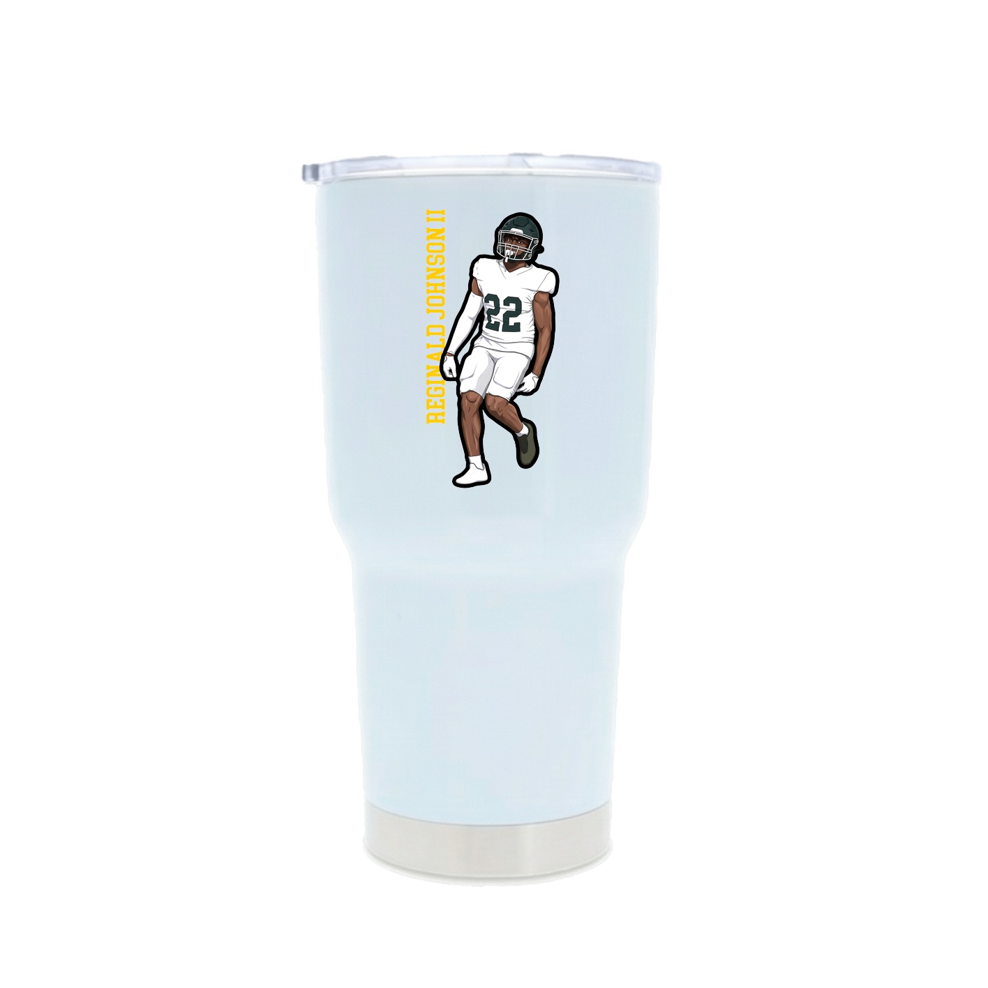 30oz Stainless Steel Tumbler — Name Vertical in White