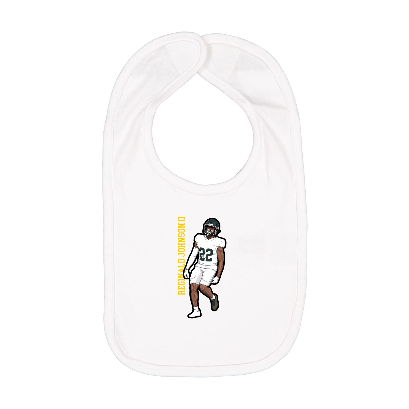 Infant Bib — Name Vertical in White