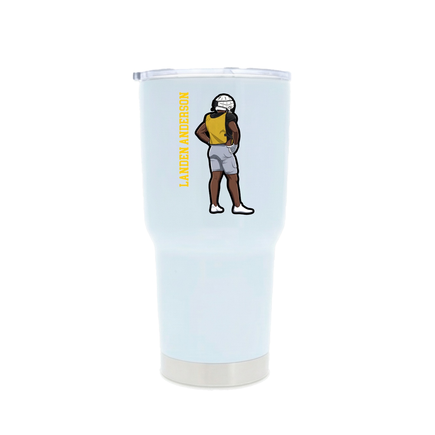 30oz Stainless Steel Tumbler — Name Vertical in White