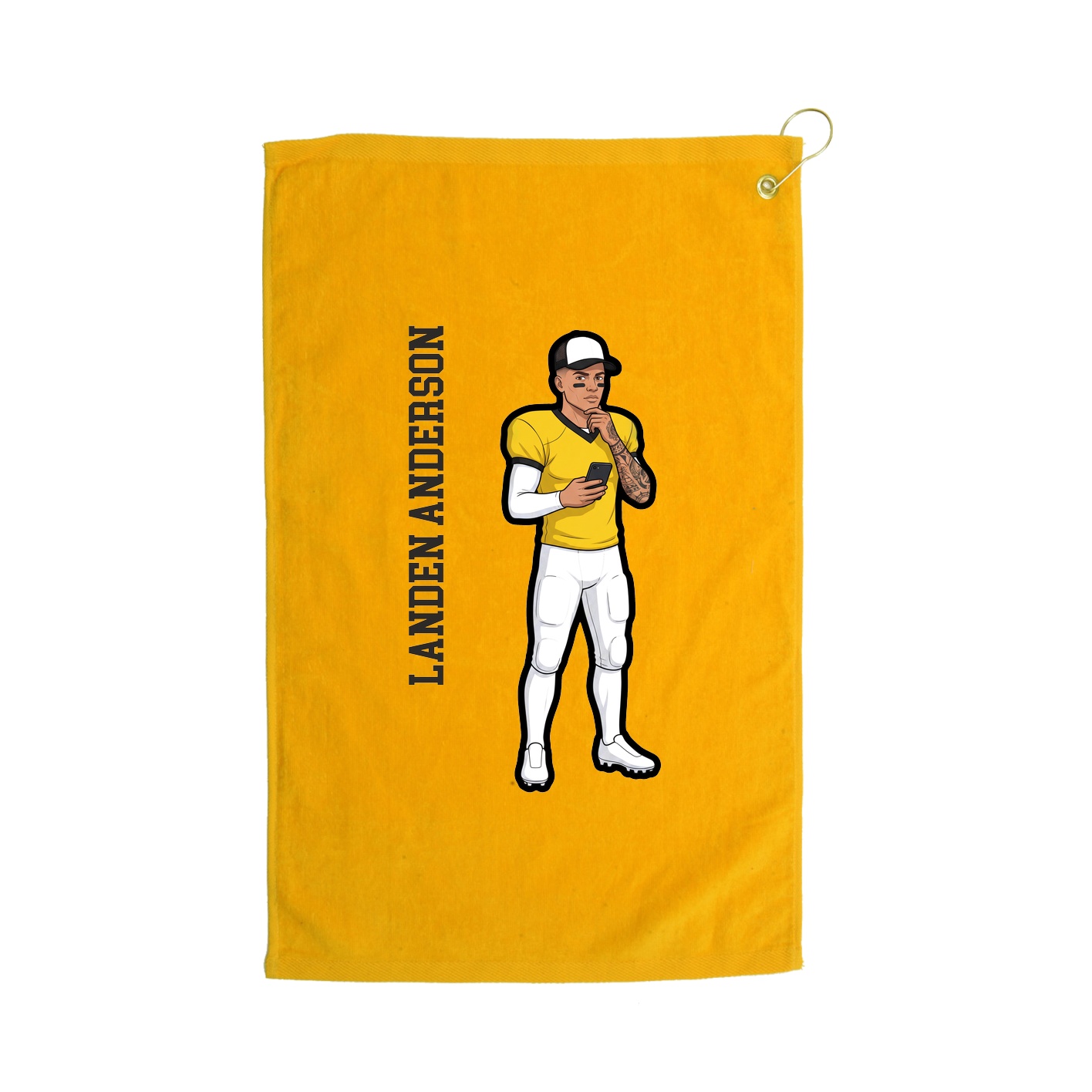 Golf Towel — Name Vertical in Gold