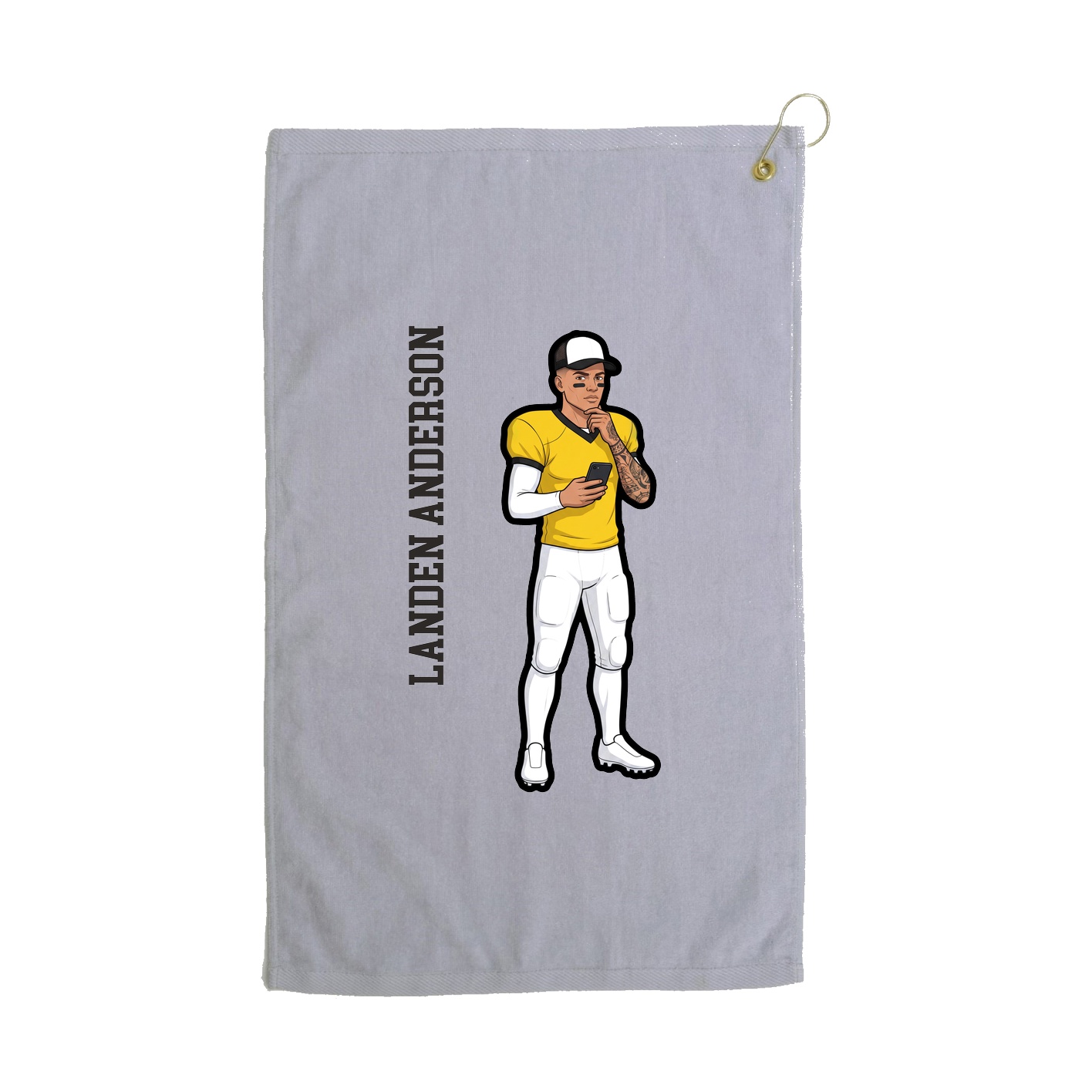 Golf Towel — Name Vertical in Grey