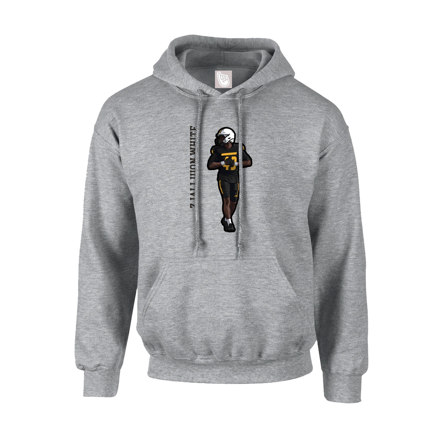 Youth Hoodie — Name Vertical in Grey