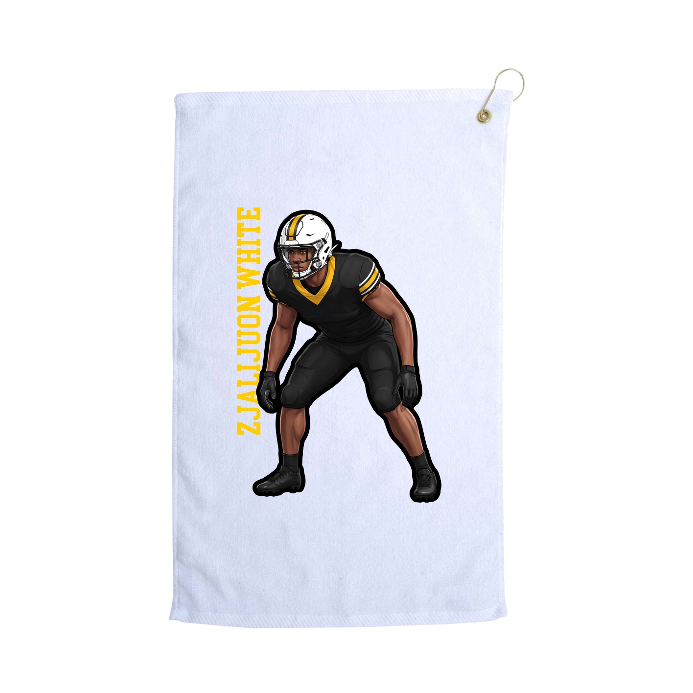 Golf Towel — Name Vertical in White