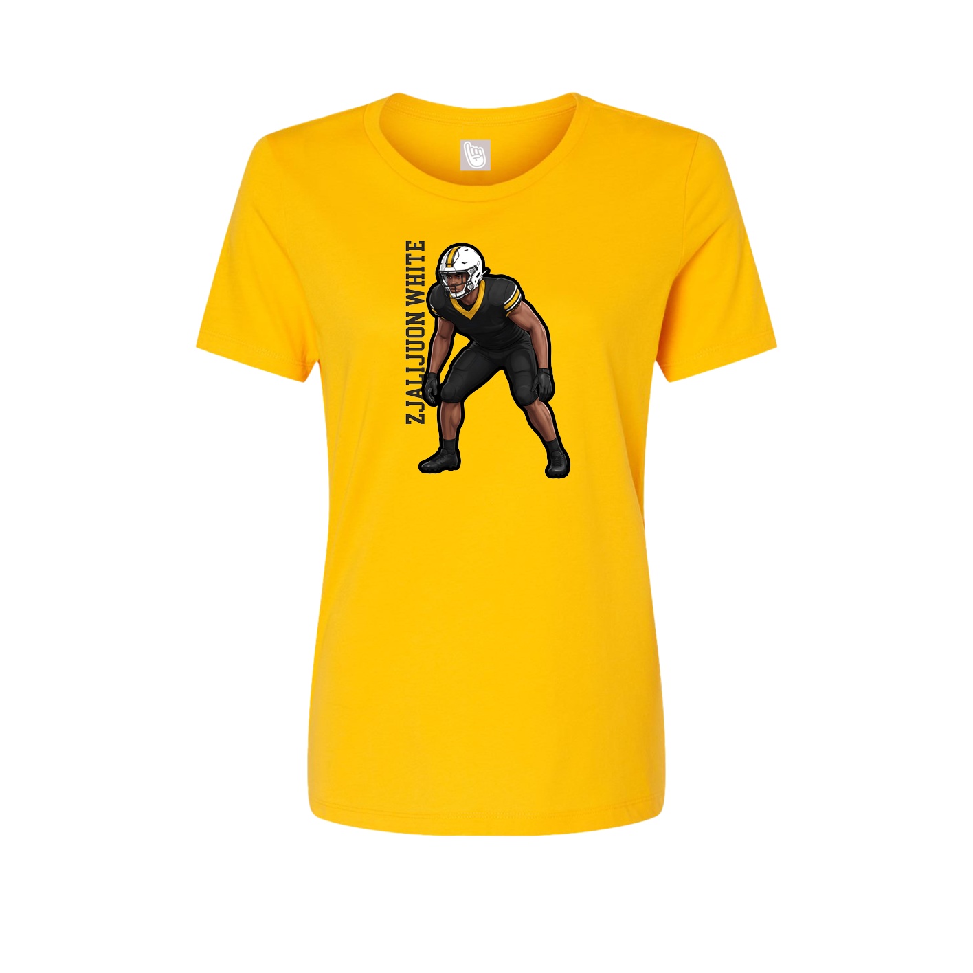 Fitted Women's Tee — Name Vertical in Gold