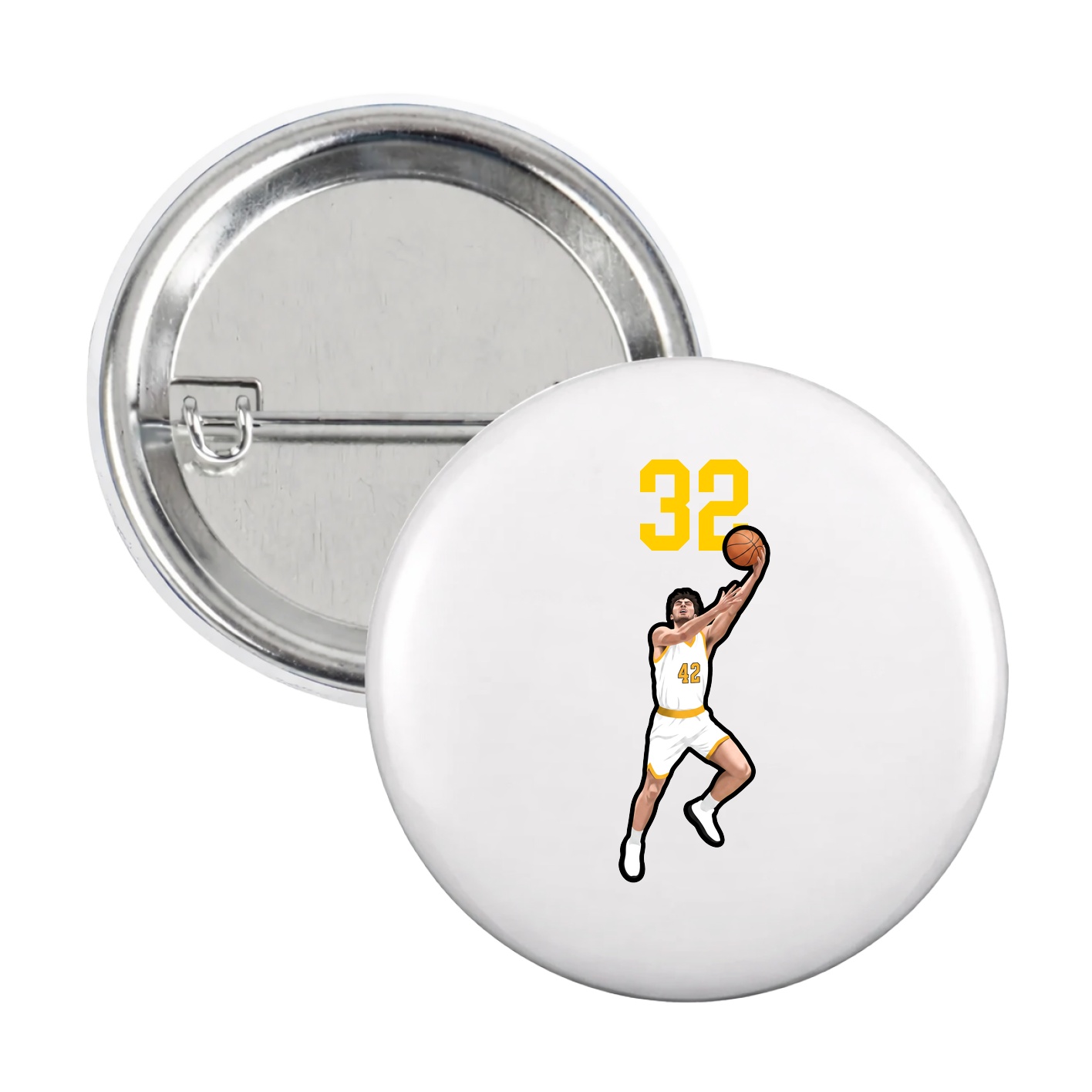 Game Day Button — Number Top in White