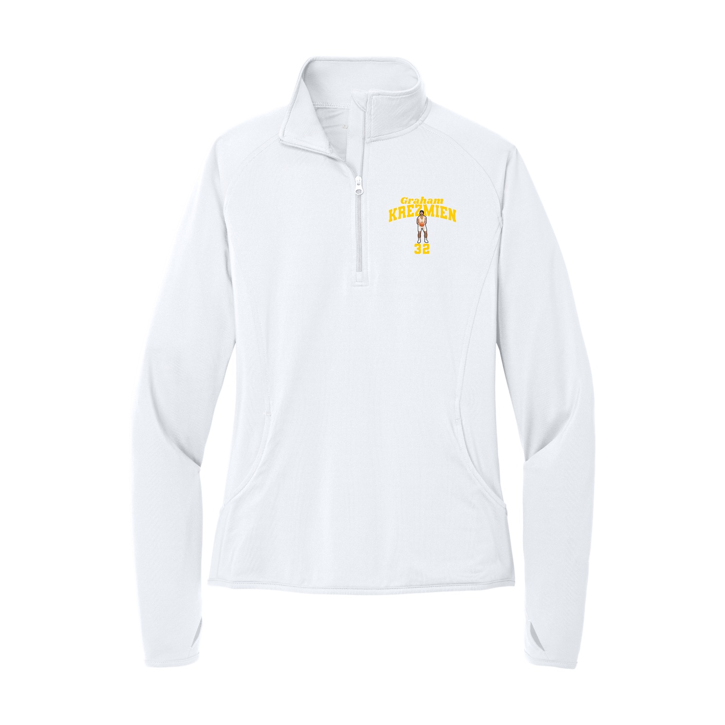 Women's Q-Zip Pullover — Signature Arch in White