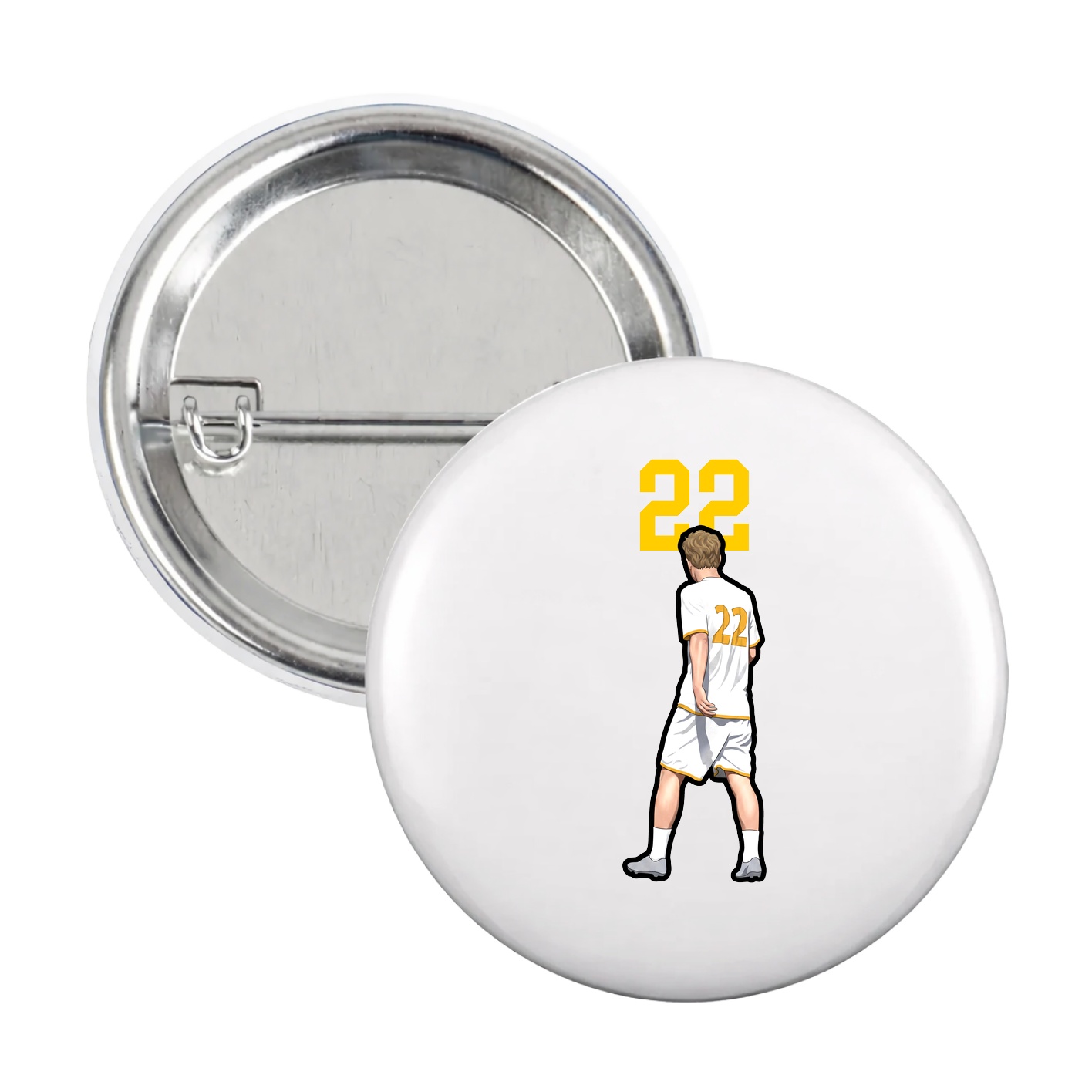 Game Day Button — Number Top in White