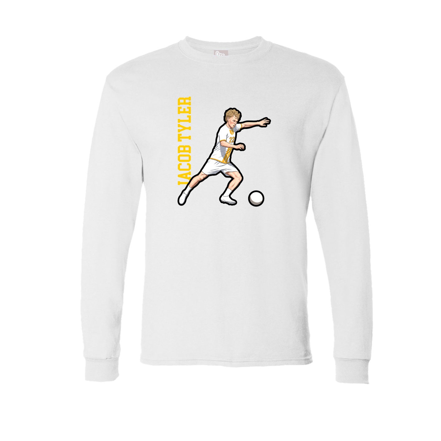 Long Sleeve Tee — Name Vertical in White