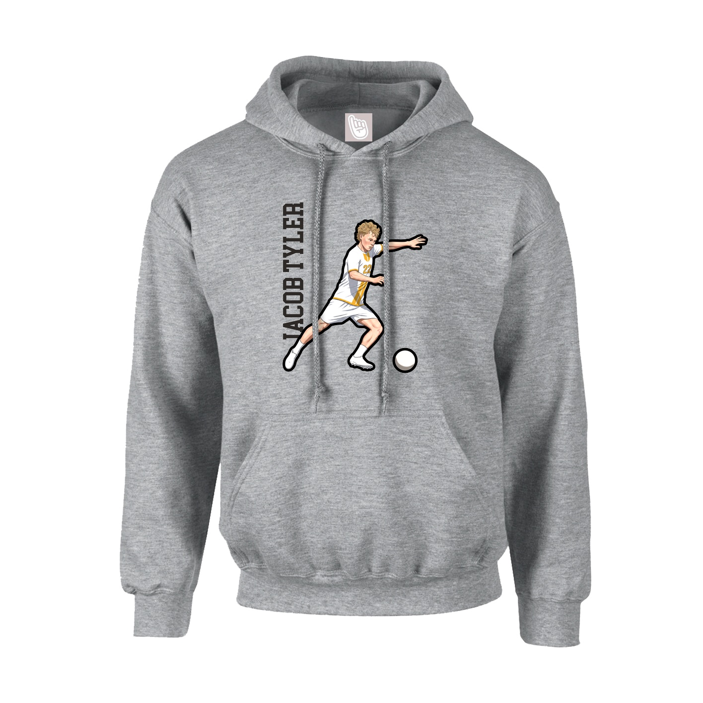 Youth Hoodie — Name Vertical in Grey