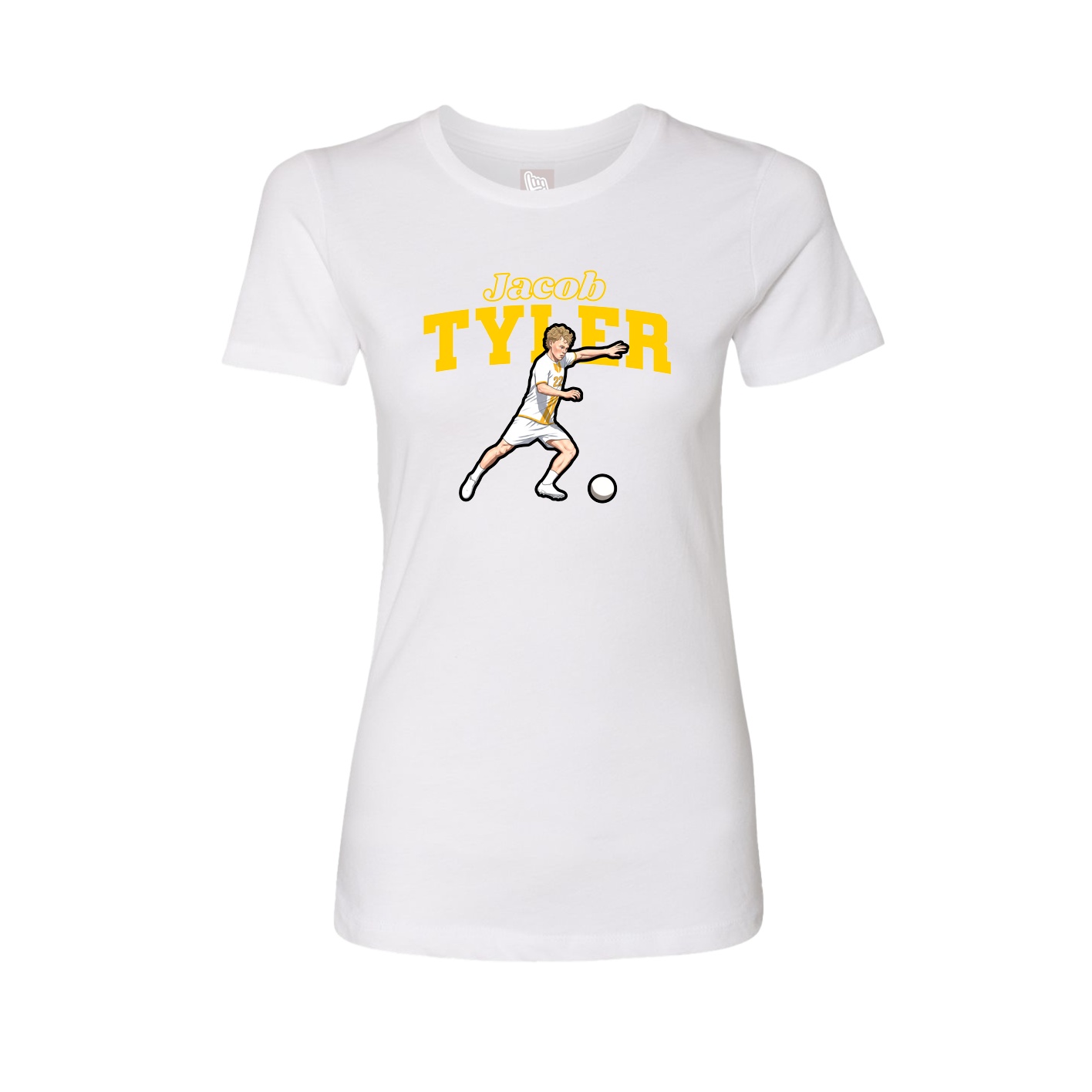 Fitted Women's Tee — Name Arch in White