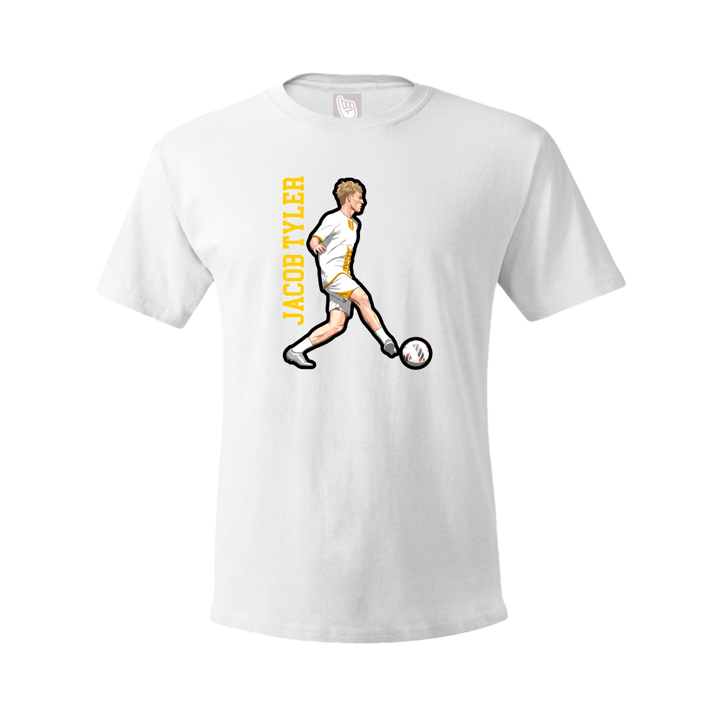 Youth Tee — Name Vertical in White