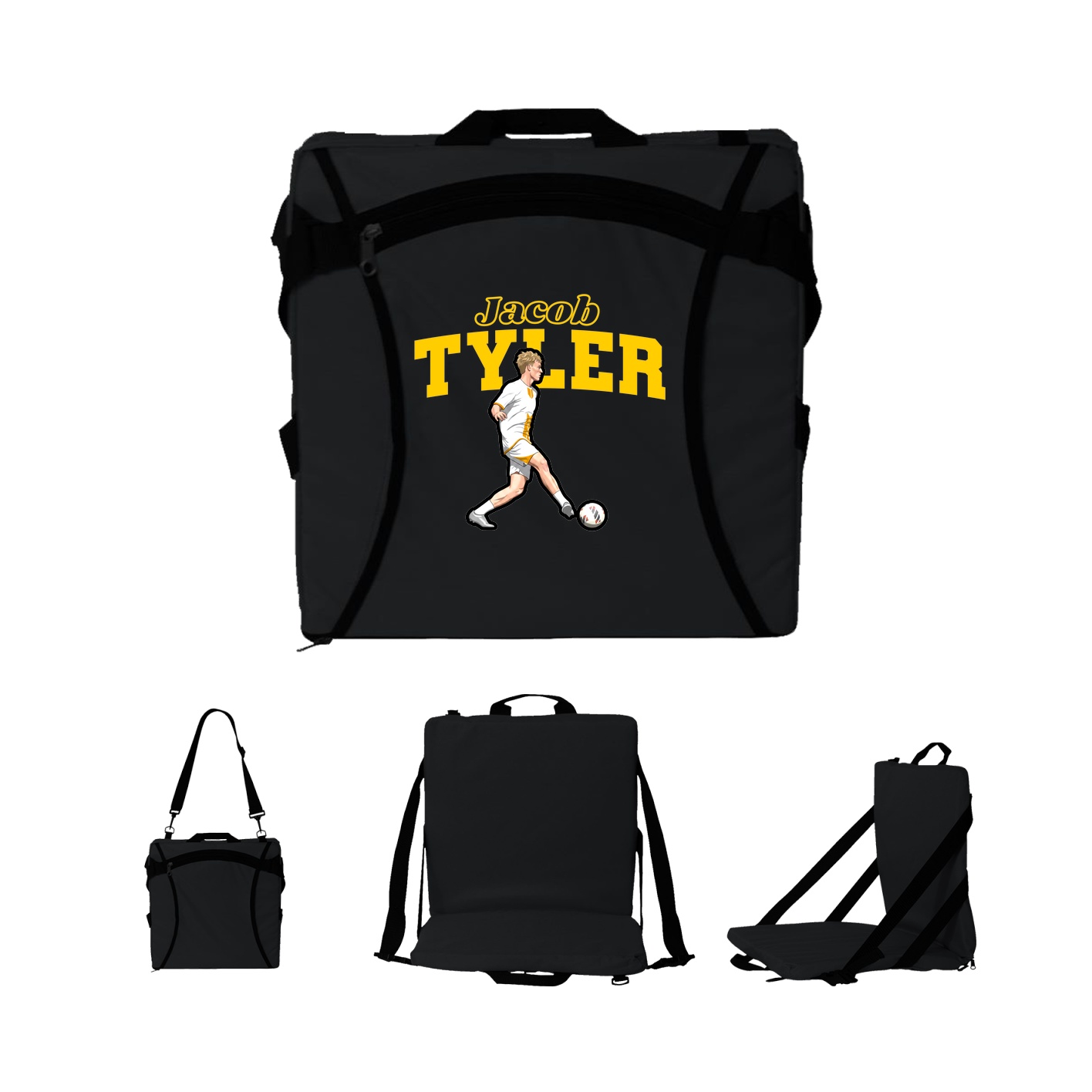 Folding Stadium Seat — Name Arch in Black