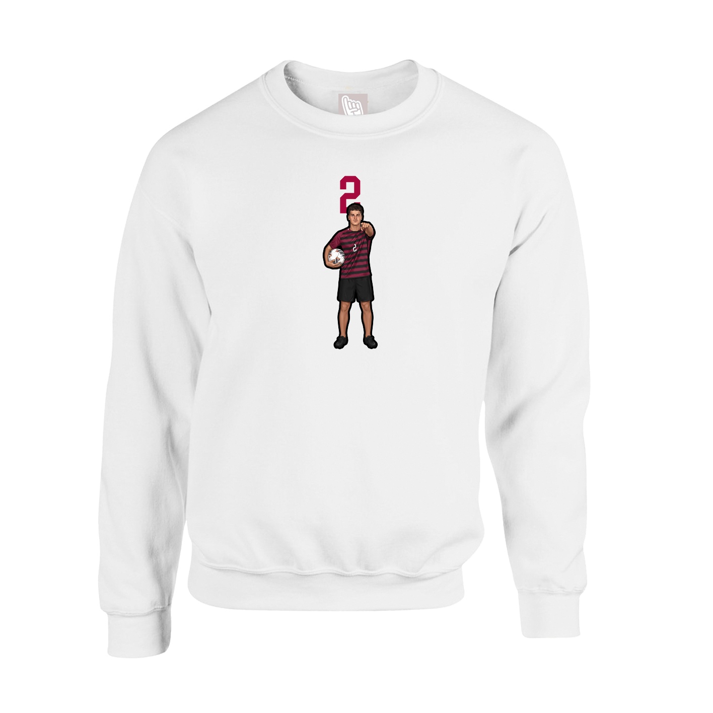 Fleece Crew — Number Top in White
