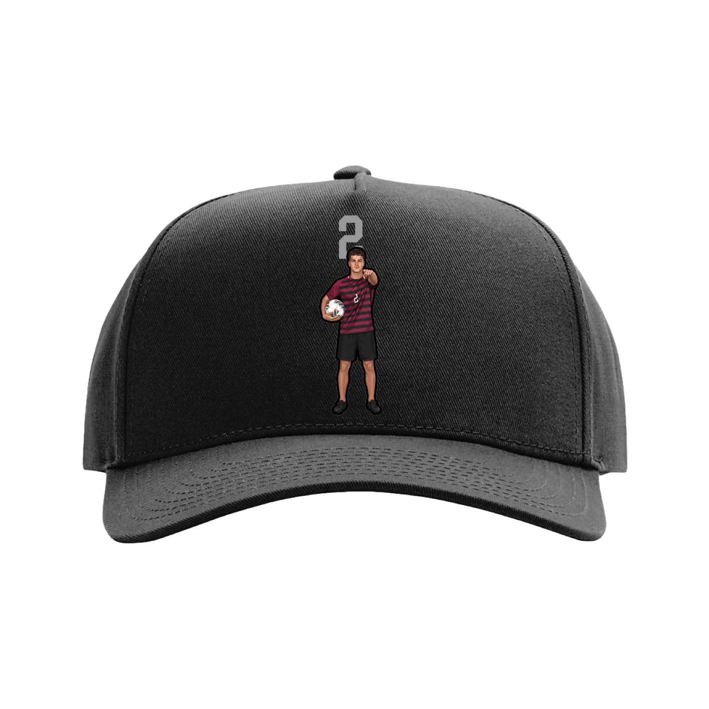 Full Fabric Five-Panel Champ Cap — Number Top in Black