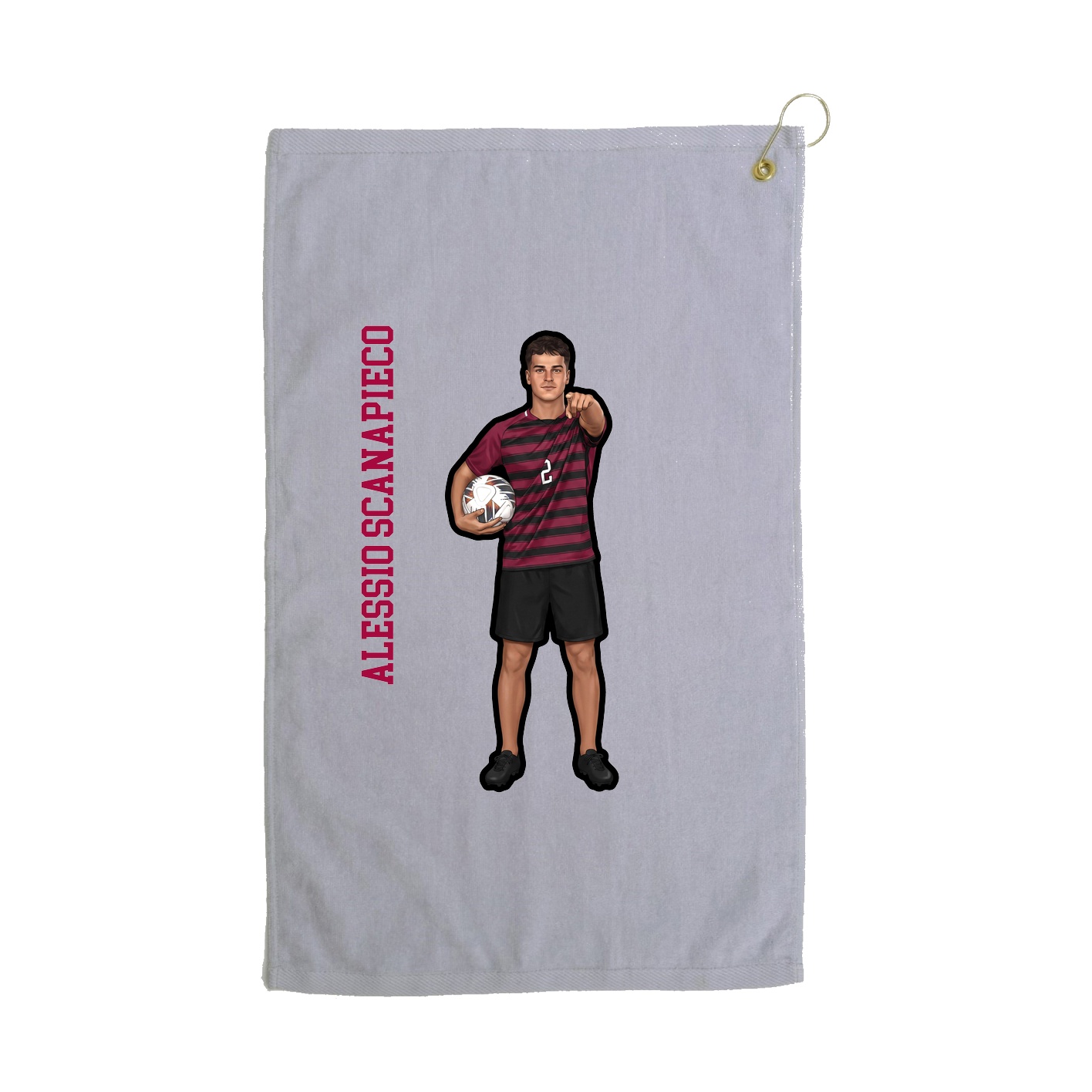 Golf Towel — Name Vertical in Grey