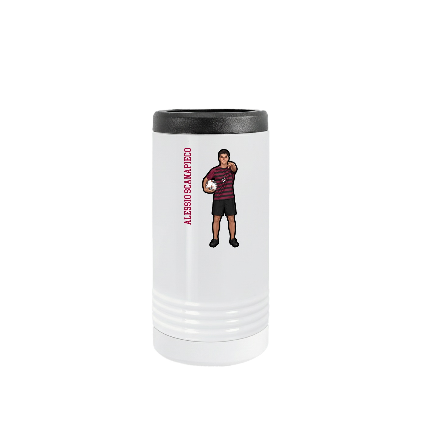 Slim Beverage Holder — Name Vertical in White