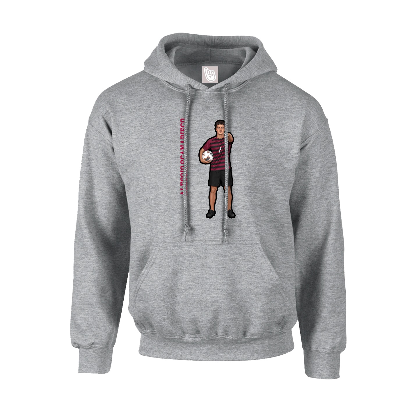 Youth Hoodie — Name Vertical in Grey