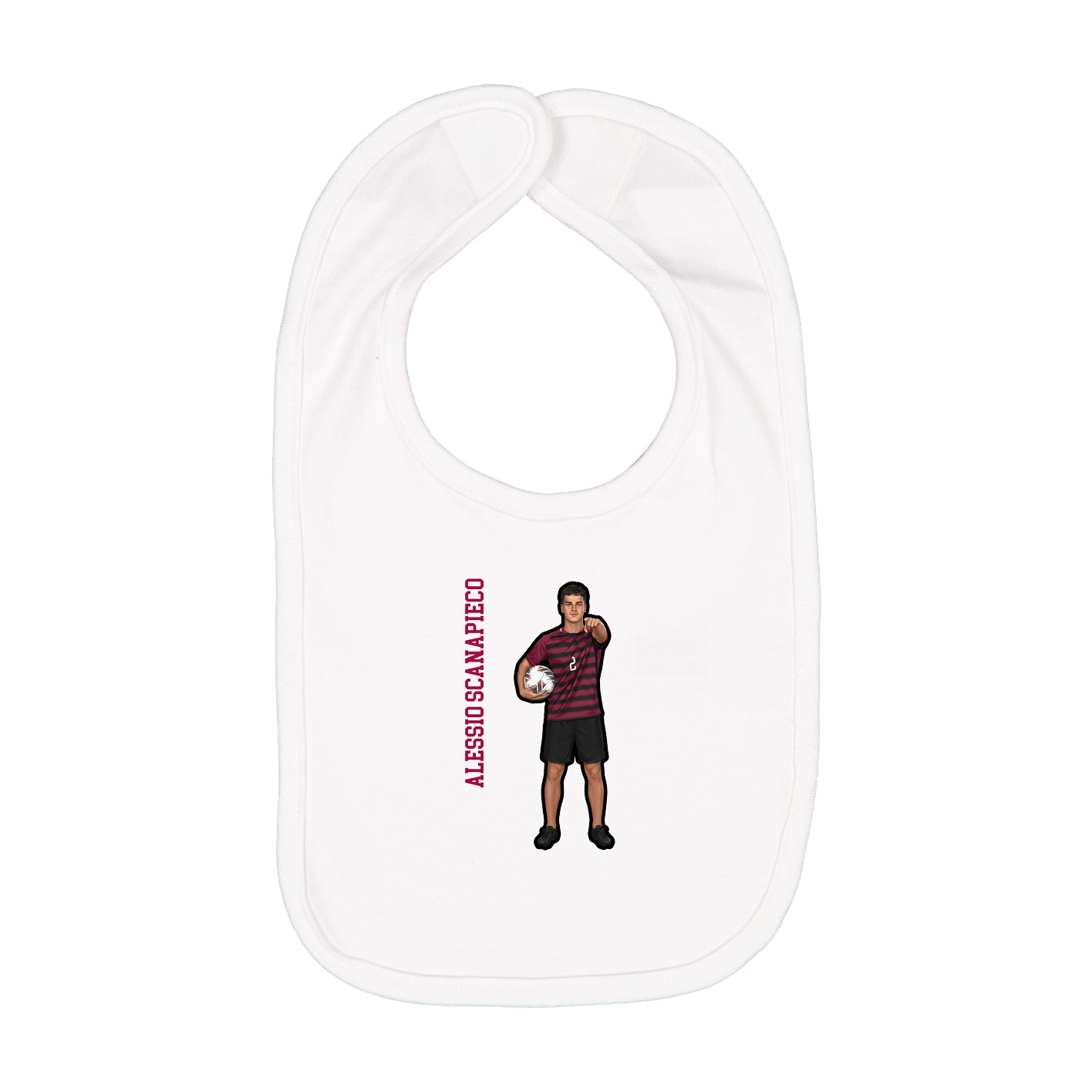Infant Bib — Name Vertical in White