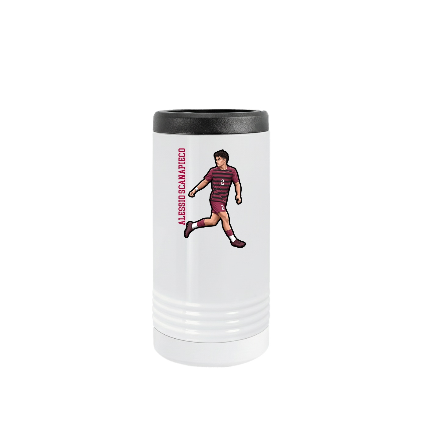 Slim Beverage Holder — Name Vertical in White