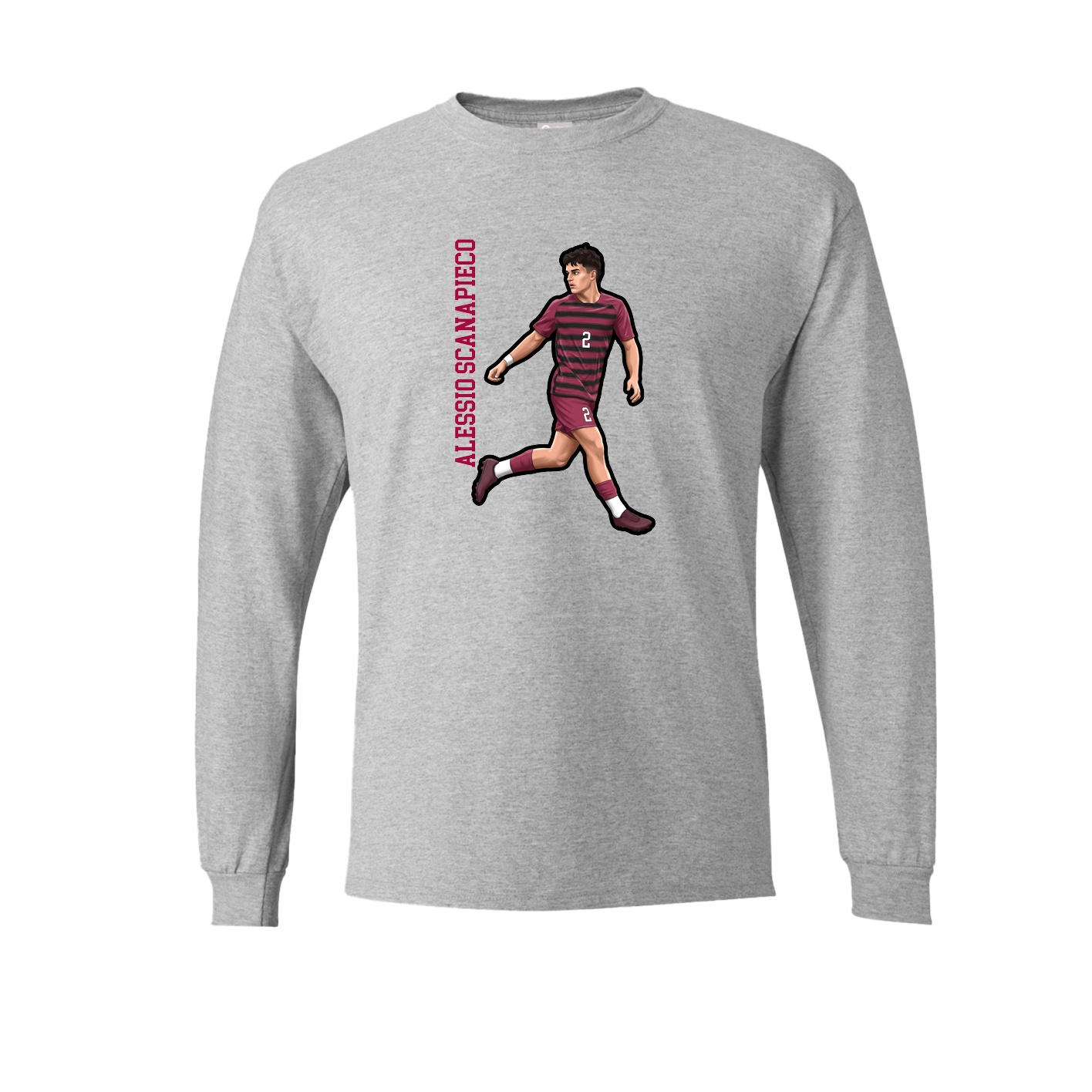 Long Sleeve Tee — Name Vertical in Grey