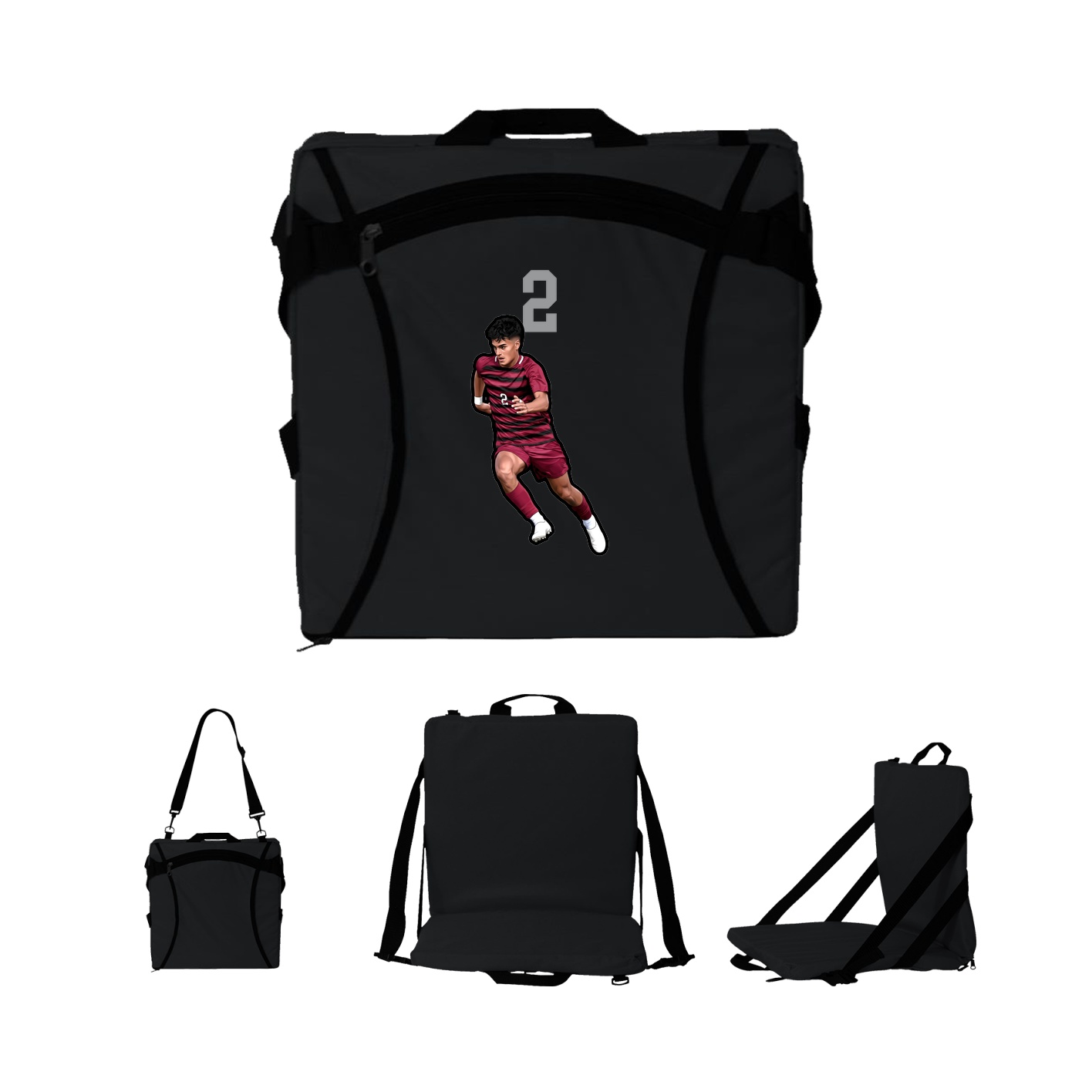 Folding Stadium Seat — Number Top in Black