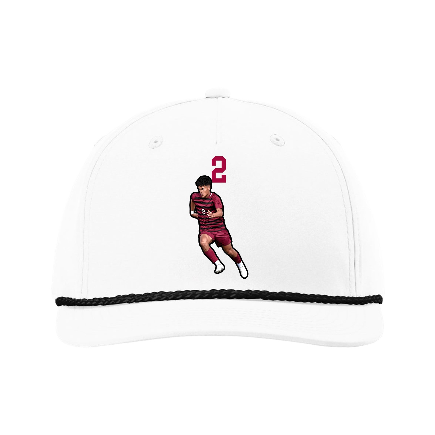 Five-Panel Classic Rope Cap — Number Top in White