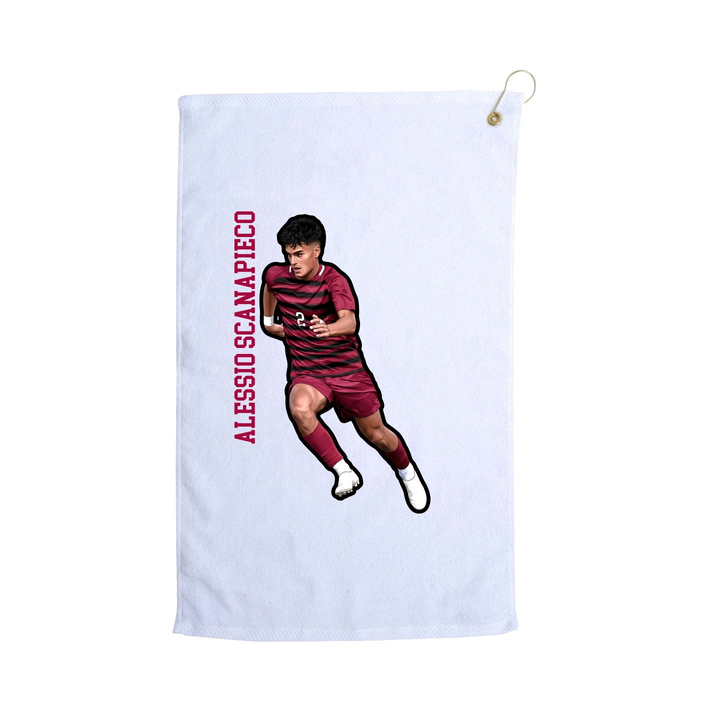 Golf Towel — Name Vertical in White
