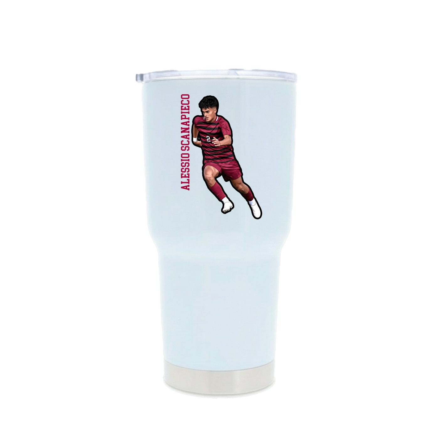 30oz Stainless Steel Tumbler — Name Vertical in White