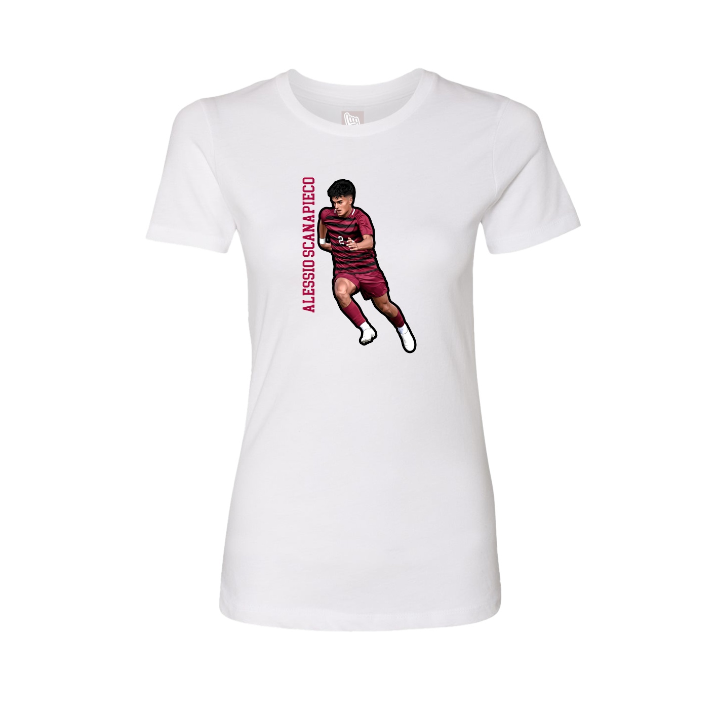 Womens Tee — Name Vertical in White