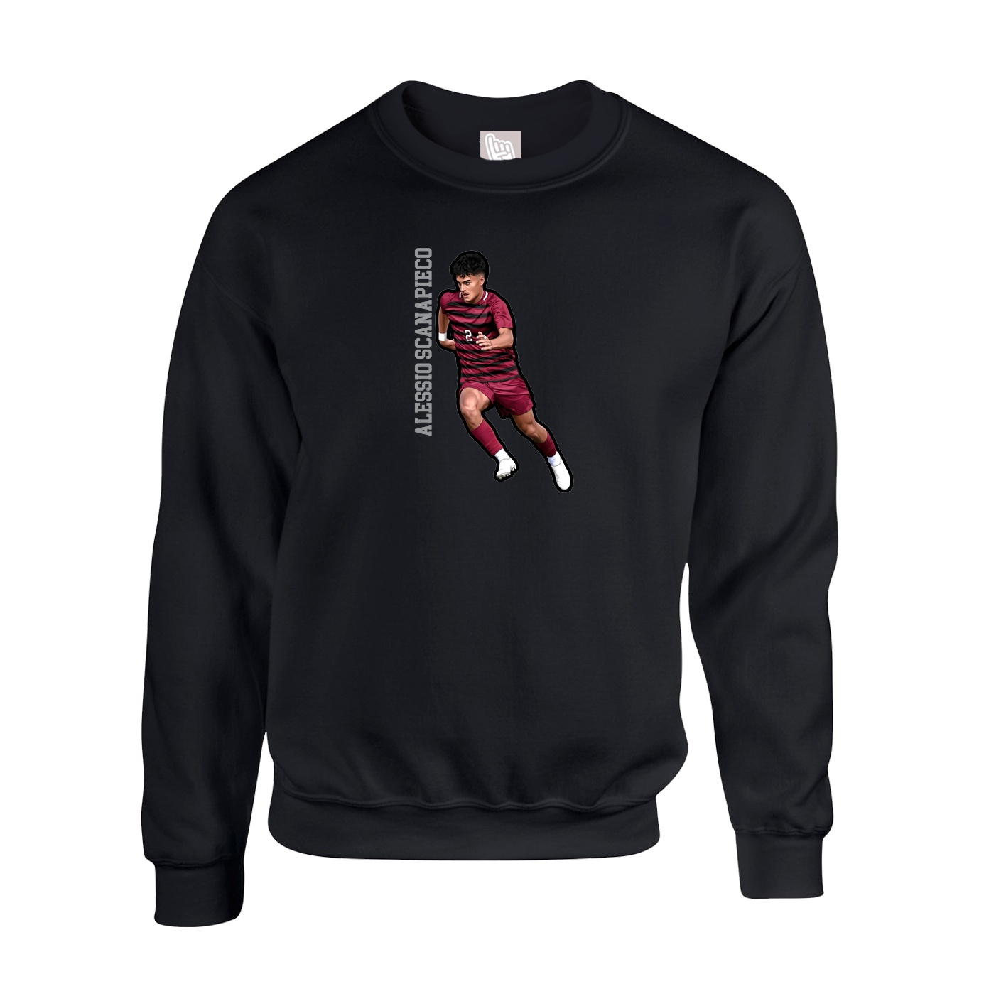 Fleece Crew — Name Vertical in Black