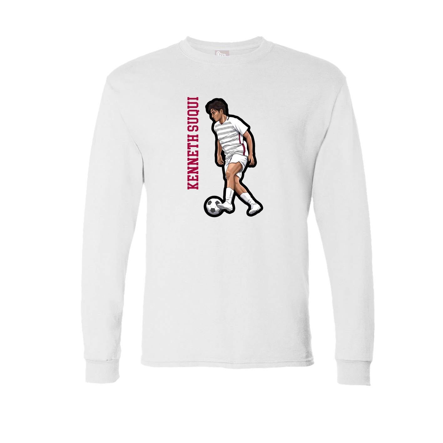Long Sleeve Tee — Name Vertical in White