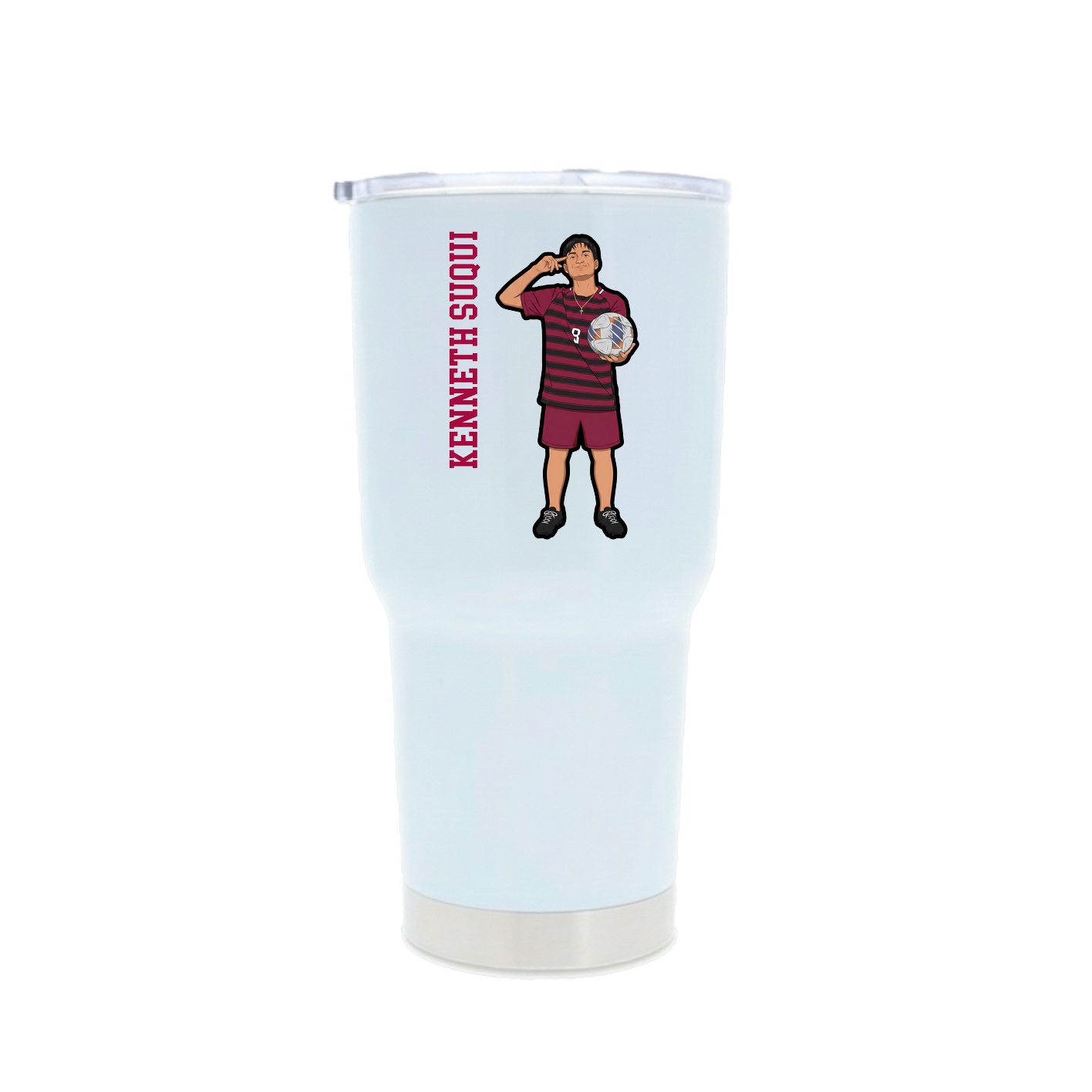 30oz Stainless Steel Tumbler — Name Vertical in White