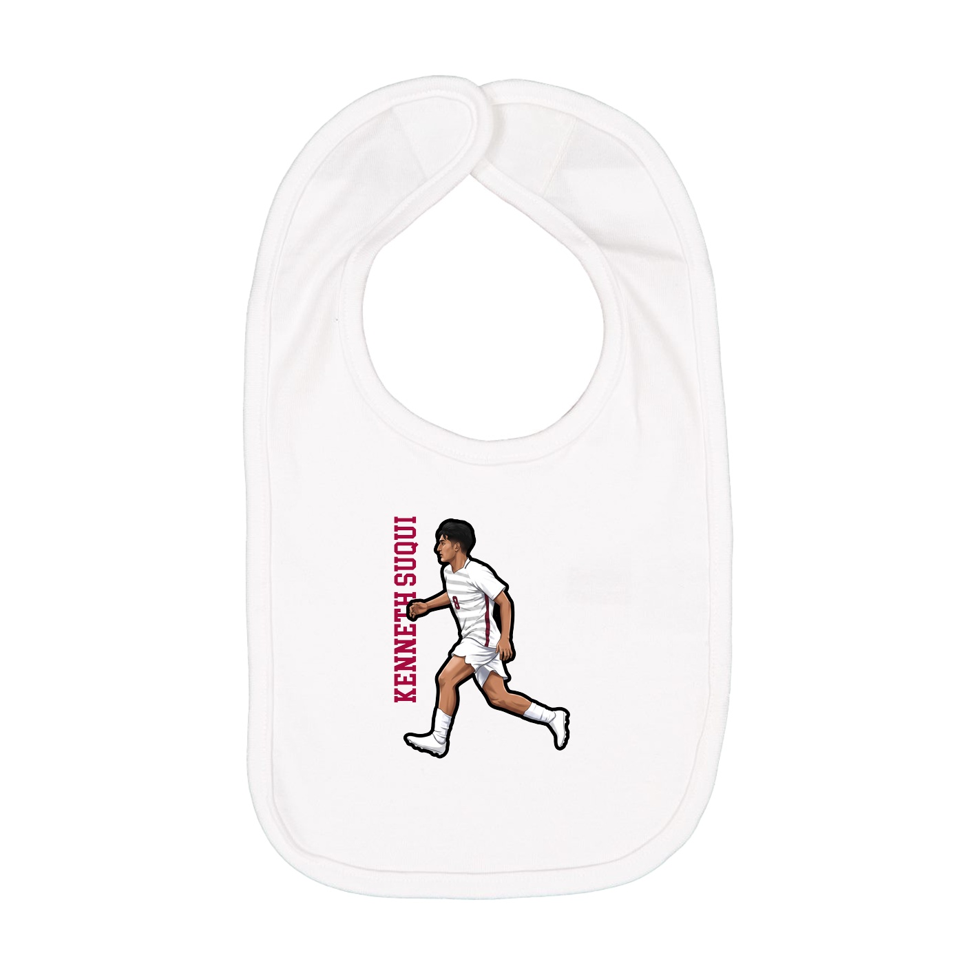 Infant Bib — Name Vertical in White