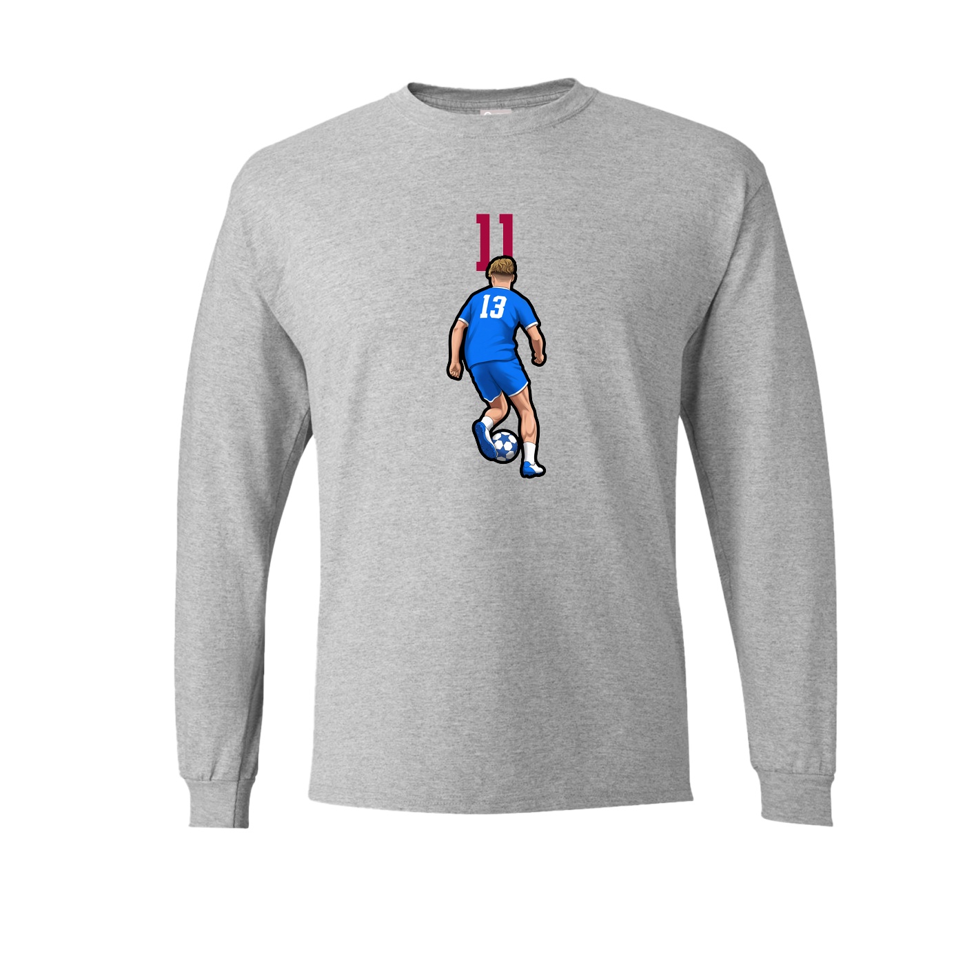 Long Sleeve Tee — Number Top in Grey