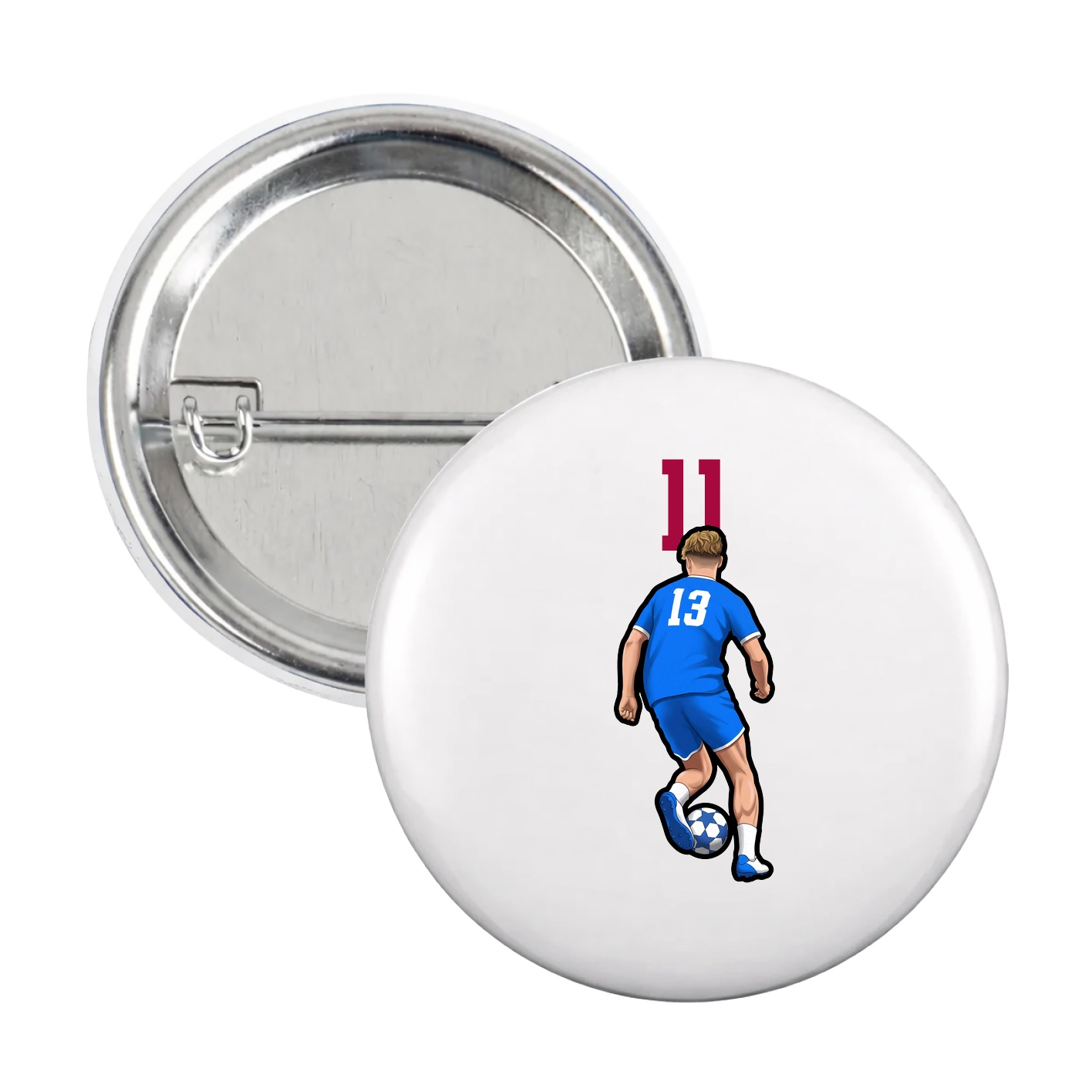 Game Day Button — Number Top in White