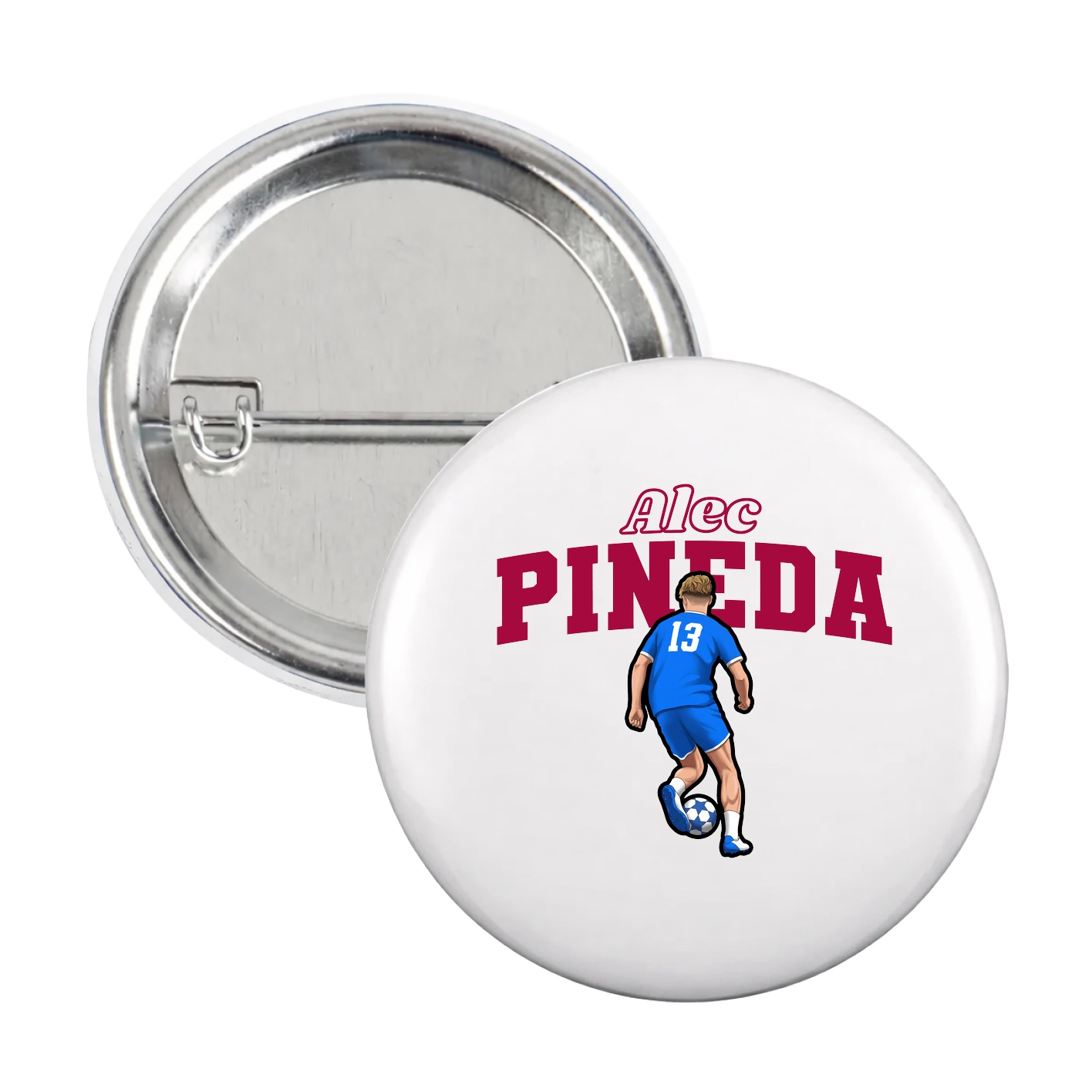 Game Day Button — Name Arch in White