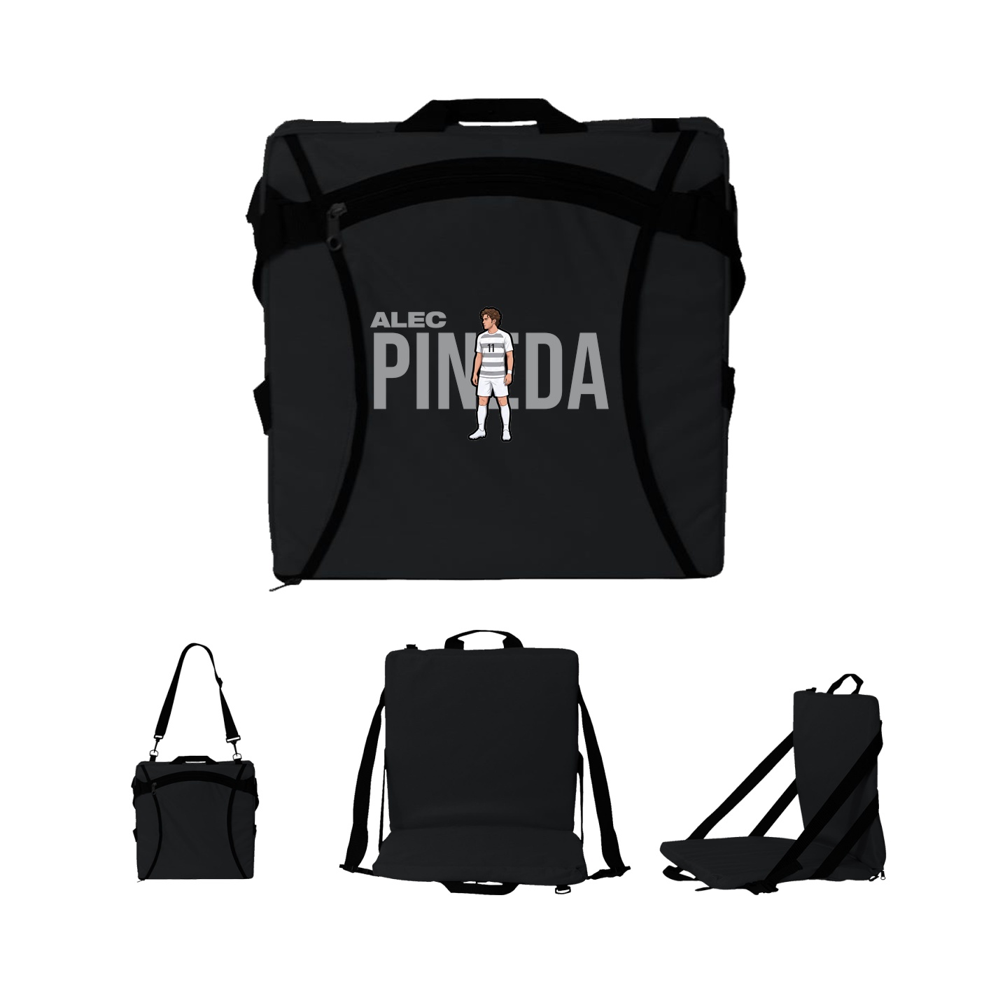 Folding Stadium Seat — Player Name in Black
