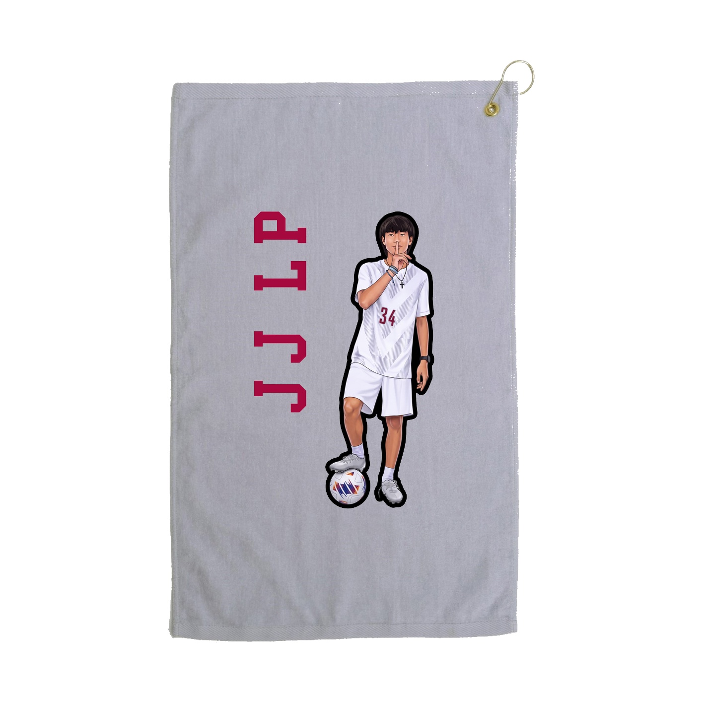 Golf Towel — Name Vertical in Grey