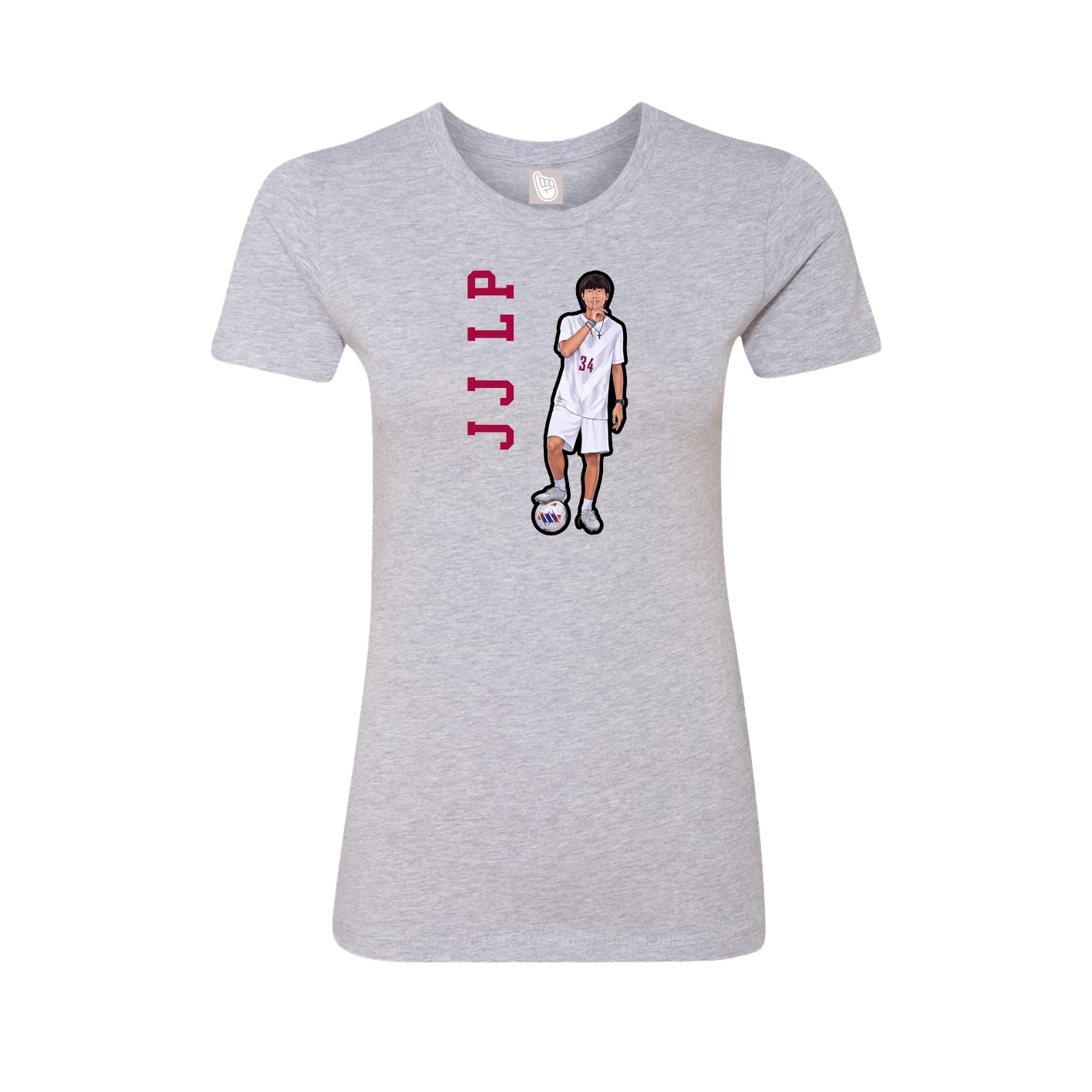 Fitted Women's Tee — Name Vertical in Grey