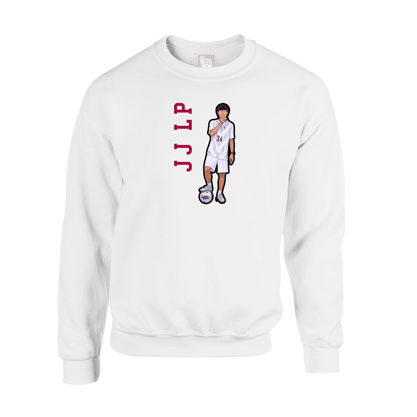 Fleece Crew — Name Vertical in White
