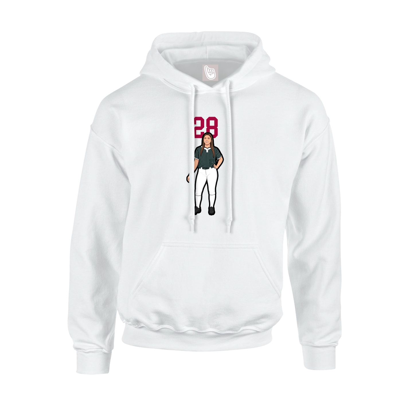 Youth Hoodie — Number Top in White