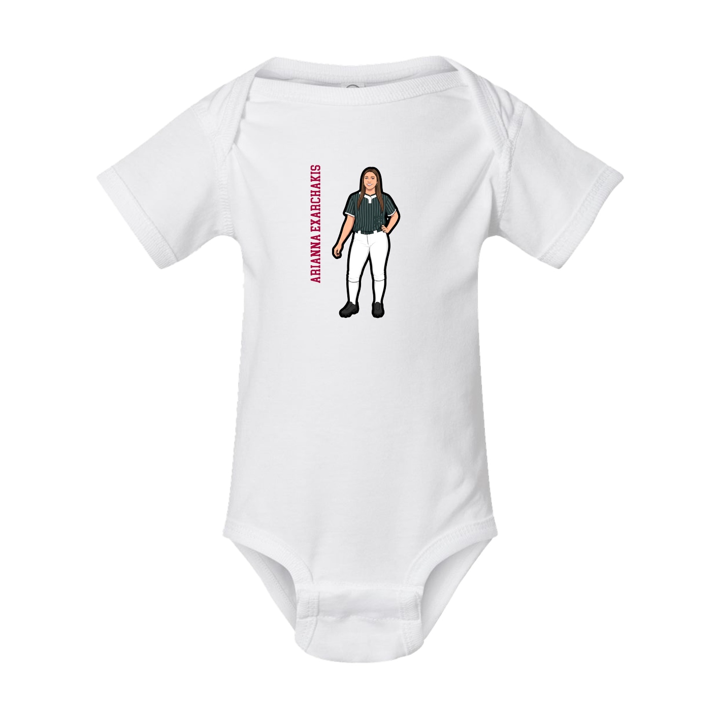 Baby Onesie — Name Vertical in White