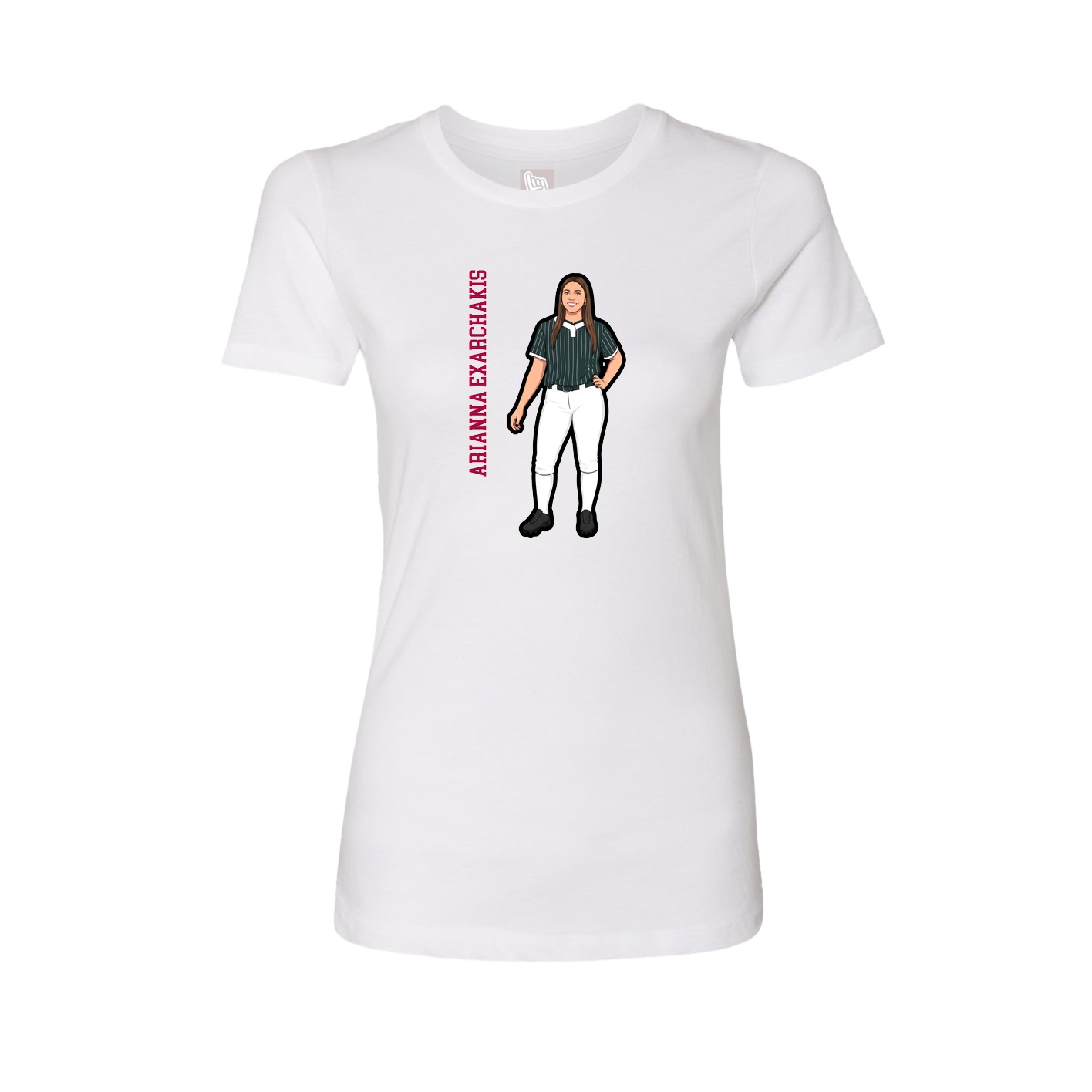 Fitted Women's Tee — Name Vertical in White