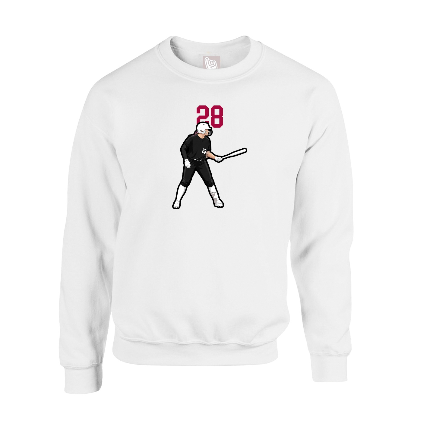 Fleece Crew — Number Top in White