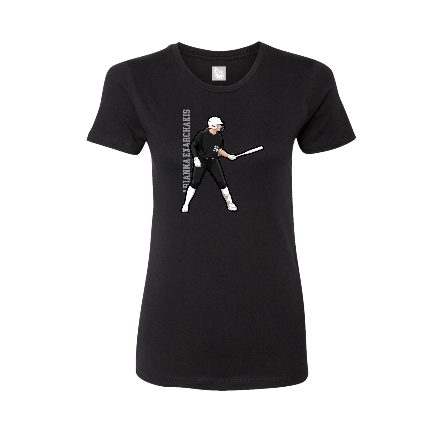 Fitted Women's Tee — Name Vertical in Black
